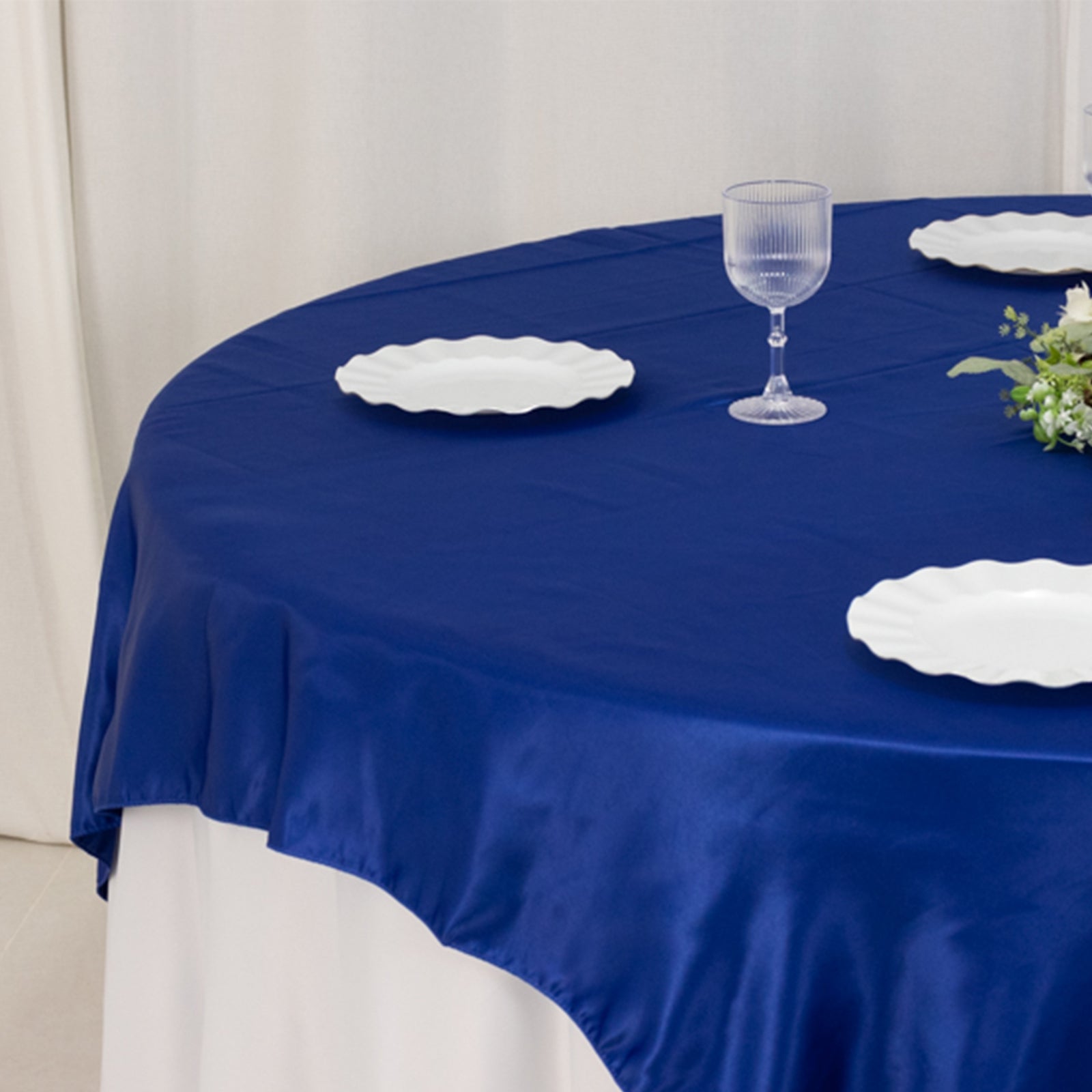 Lamour Satin 72x72 Table Overlay Square Tablecloth Royal Blue - Smooth Finish Table Topper