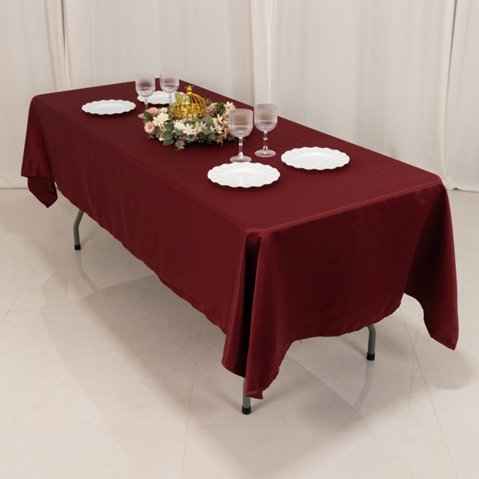 Lamour Satin 60x102 Rectangle Tablecloth Burgundy - Durable & Silky Soft Feel Table Cover