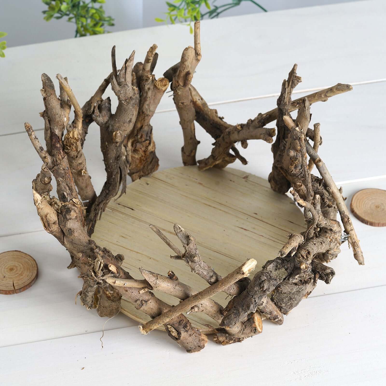 Natural Wooden Candle Holder Centerpiece - Rustic Mini Flower Vase for Events & Tables 6