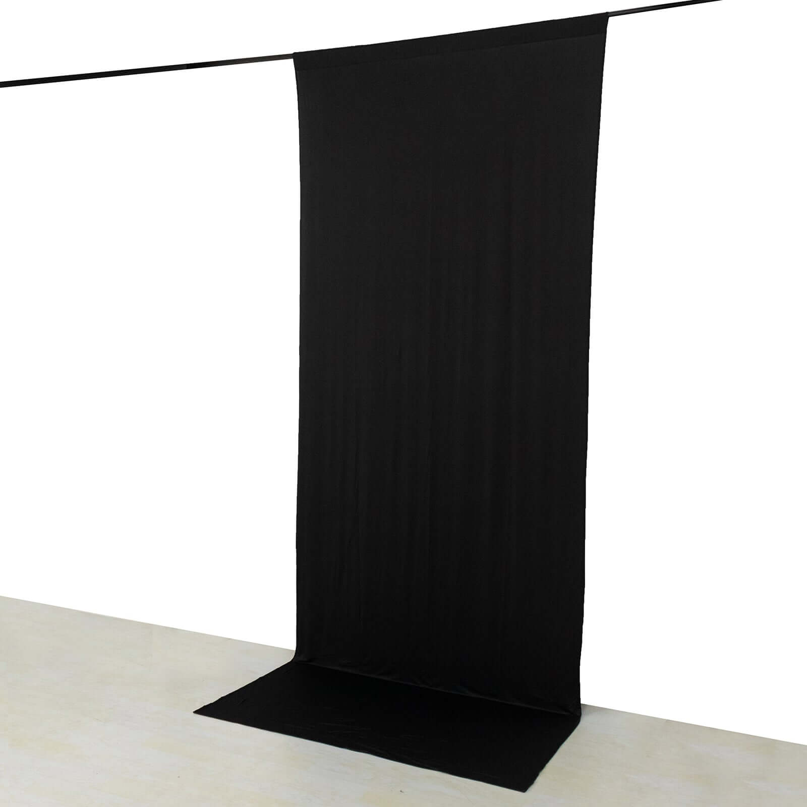 Black 4-Way Stretch Spandex Event Curtain Drapes, Wrinkle Free Backdrop Event Panel with Rod Pockets - 5ftx12ft