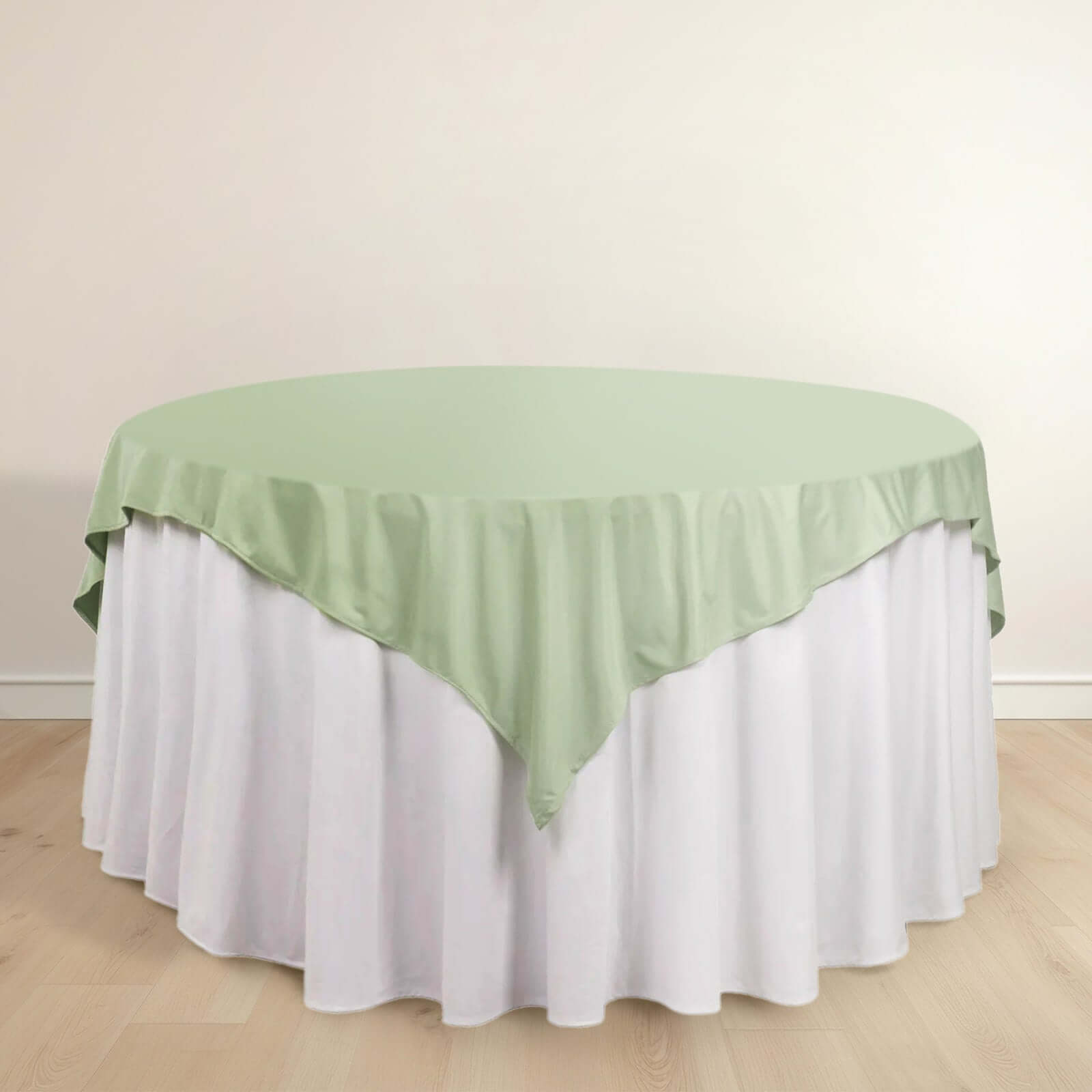 Premium Scuba 70x70 Table Overlay Square Tablecloth Sage Green - Wrinkle Free & Stain Resistant Table Cover