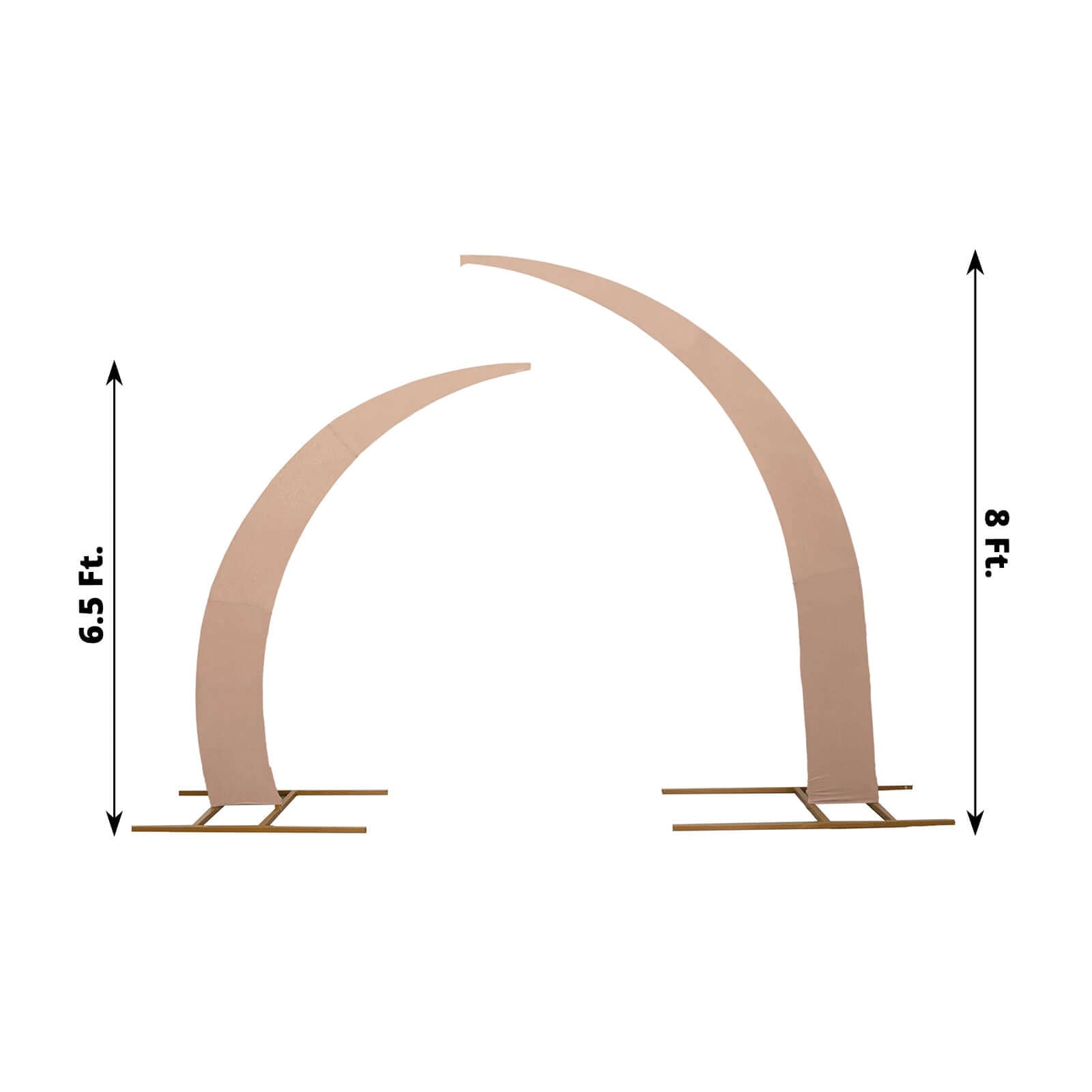 Set of 2 Nude Spandex Half Crescent Moon Backdrop Stand Covers, Custom Fitted Wedding Arch Cover for Curved Arbor Flower Balloon Frame