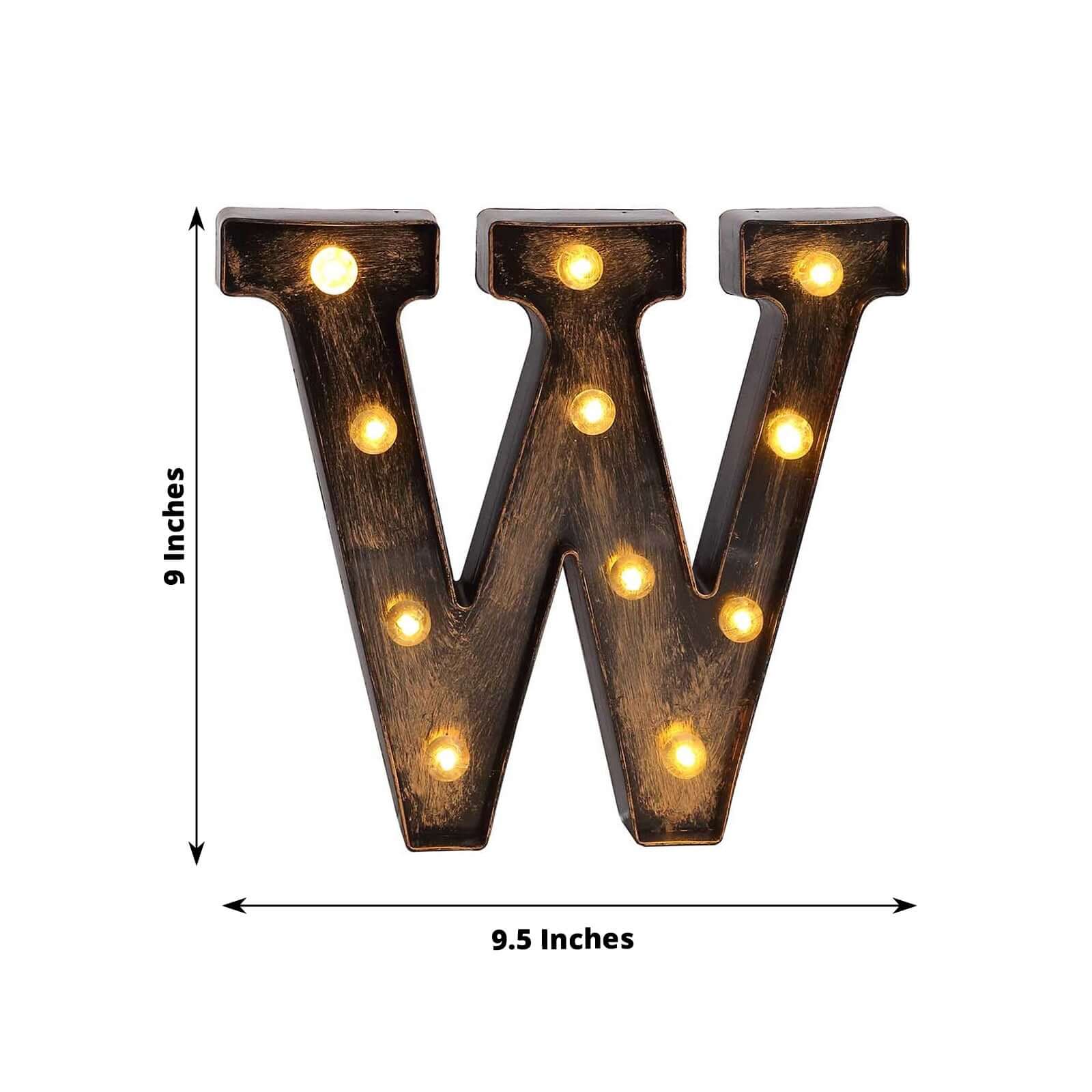 LED Marquee Letter W Industrial Style Antique Black - Light-Up Alphabet Sign for Weddings & Displays 9