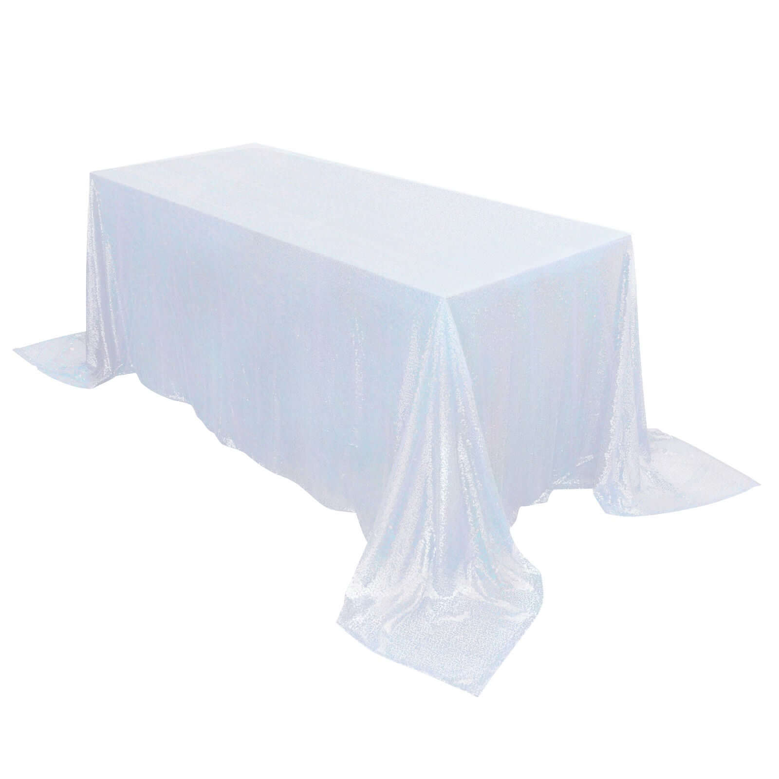 Sequin 90x132 Rectangle Tablecloth Iridescent Blue - Seamless Sparkly Table Cover