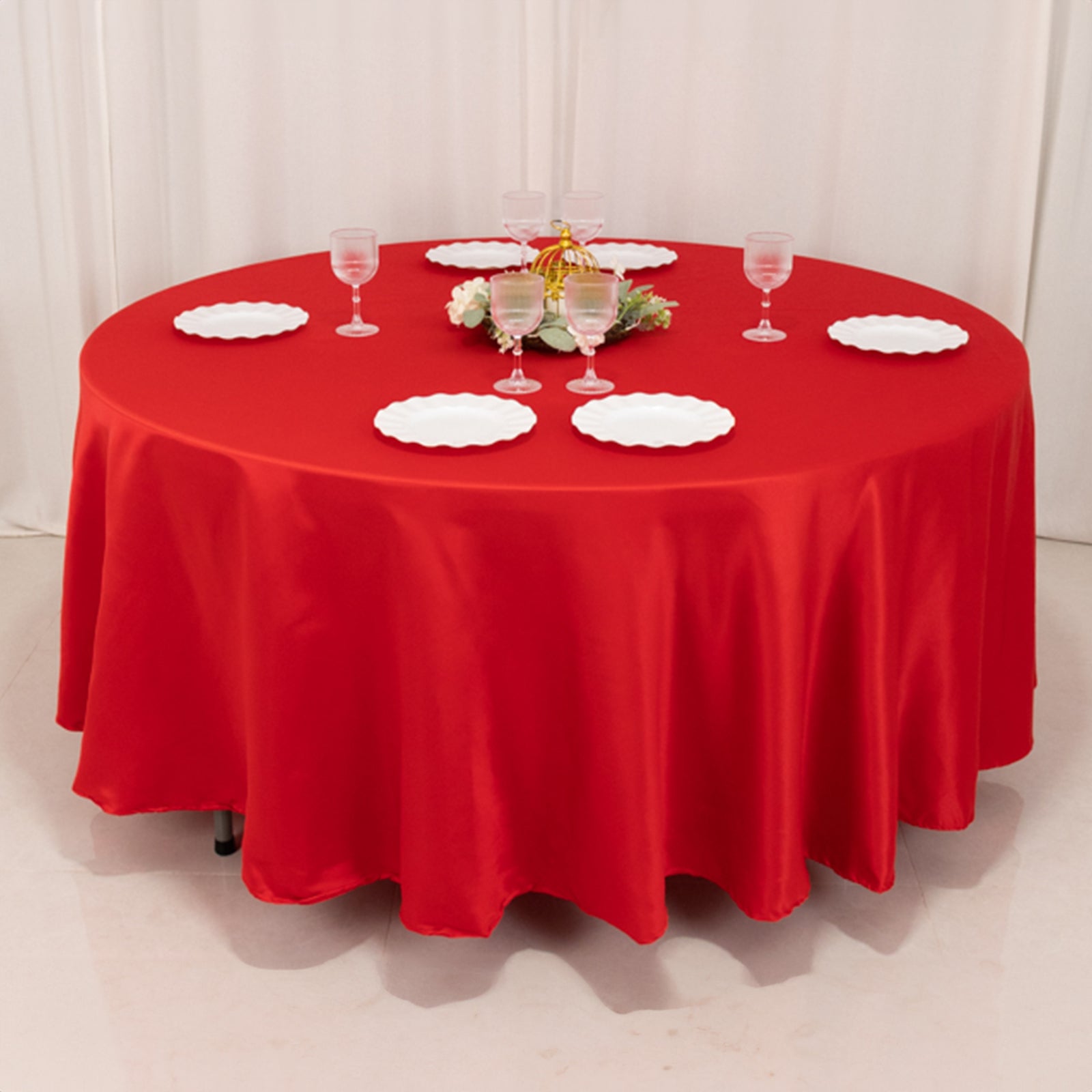 Lamour Satin 108 Round Tablecloth Red - Durable & Silk-Like Table Cover