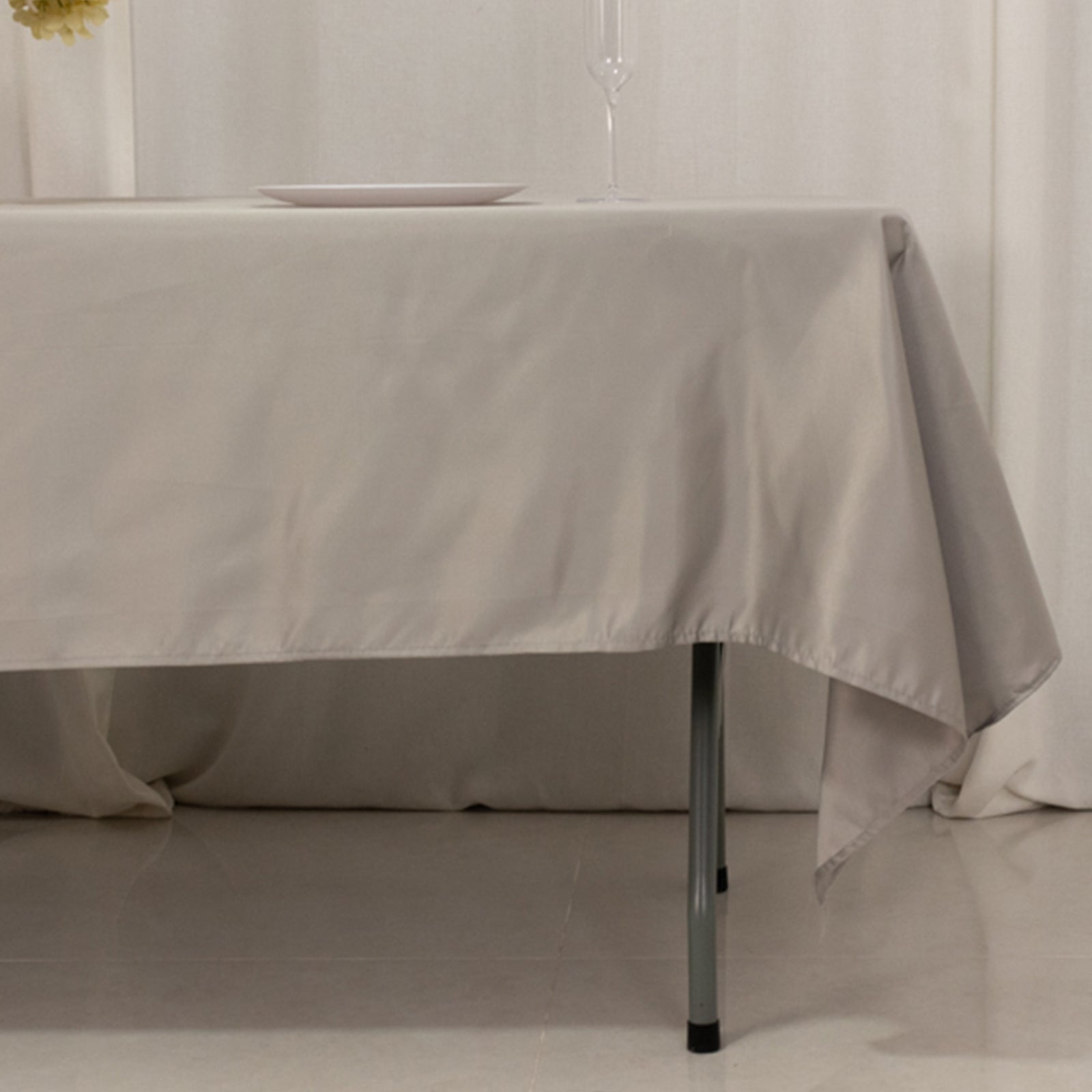 Lamour Satin 60x102 Rectangle Tablecloth Silver - Durable & Silky Soft Feel Table Cover