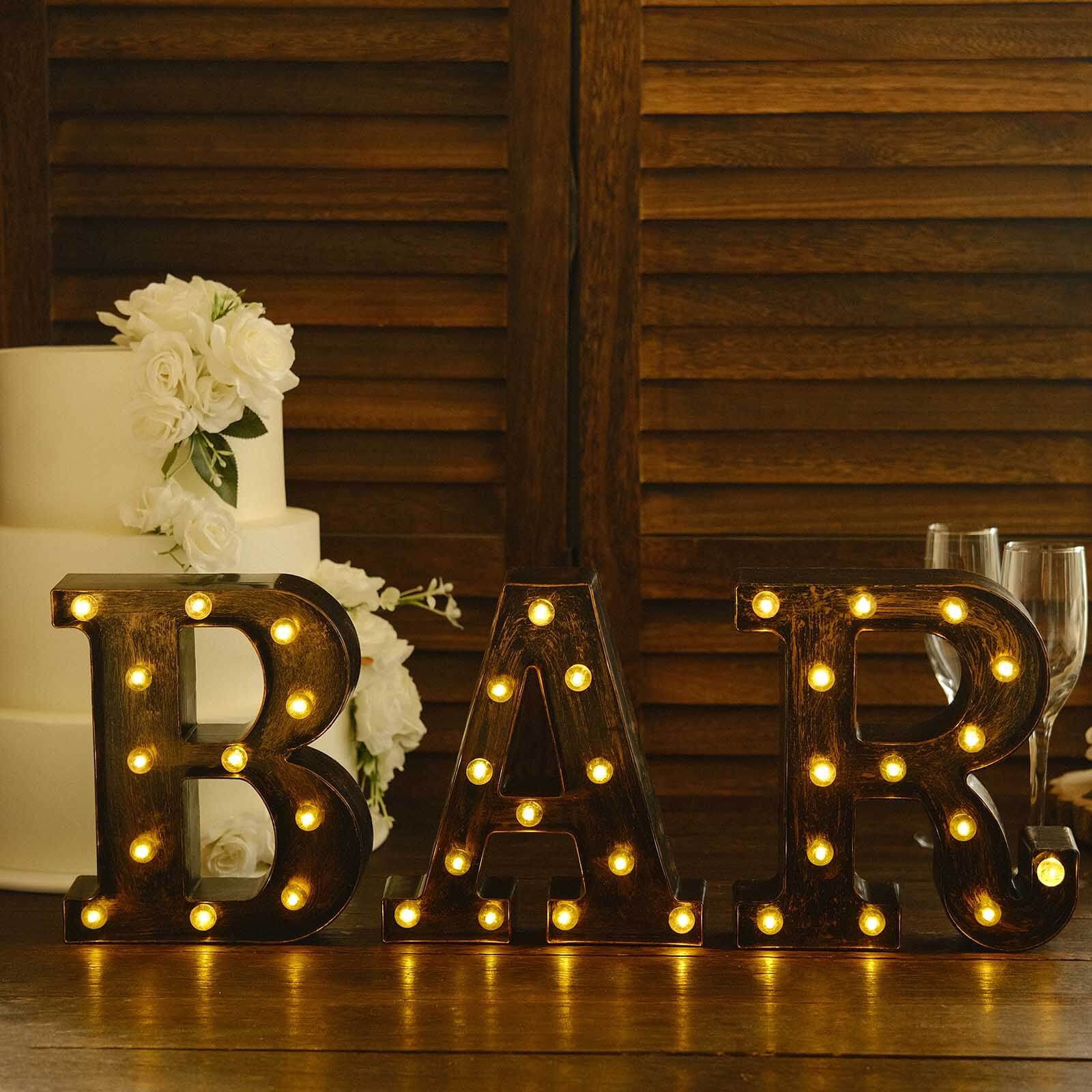 LED Marquee Letter R Industrial Style Antique Black - Light-Up Alphabet Sign for Weddings & Displays 9