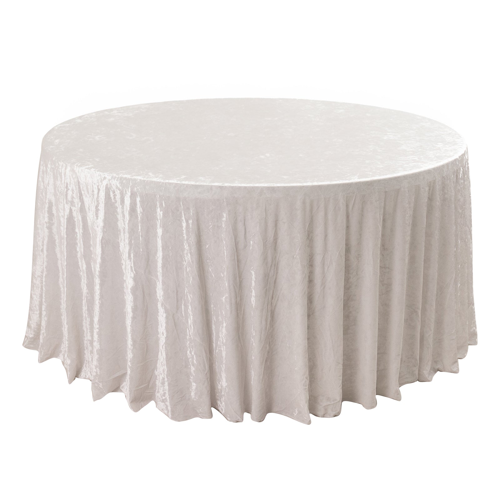 Premium Crushed Velvet 120 Round Tablecloth White - Reusable Soft & Stylish Seamless Table Cover