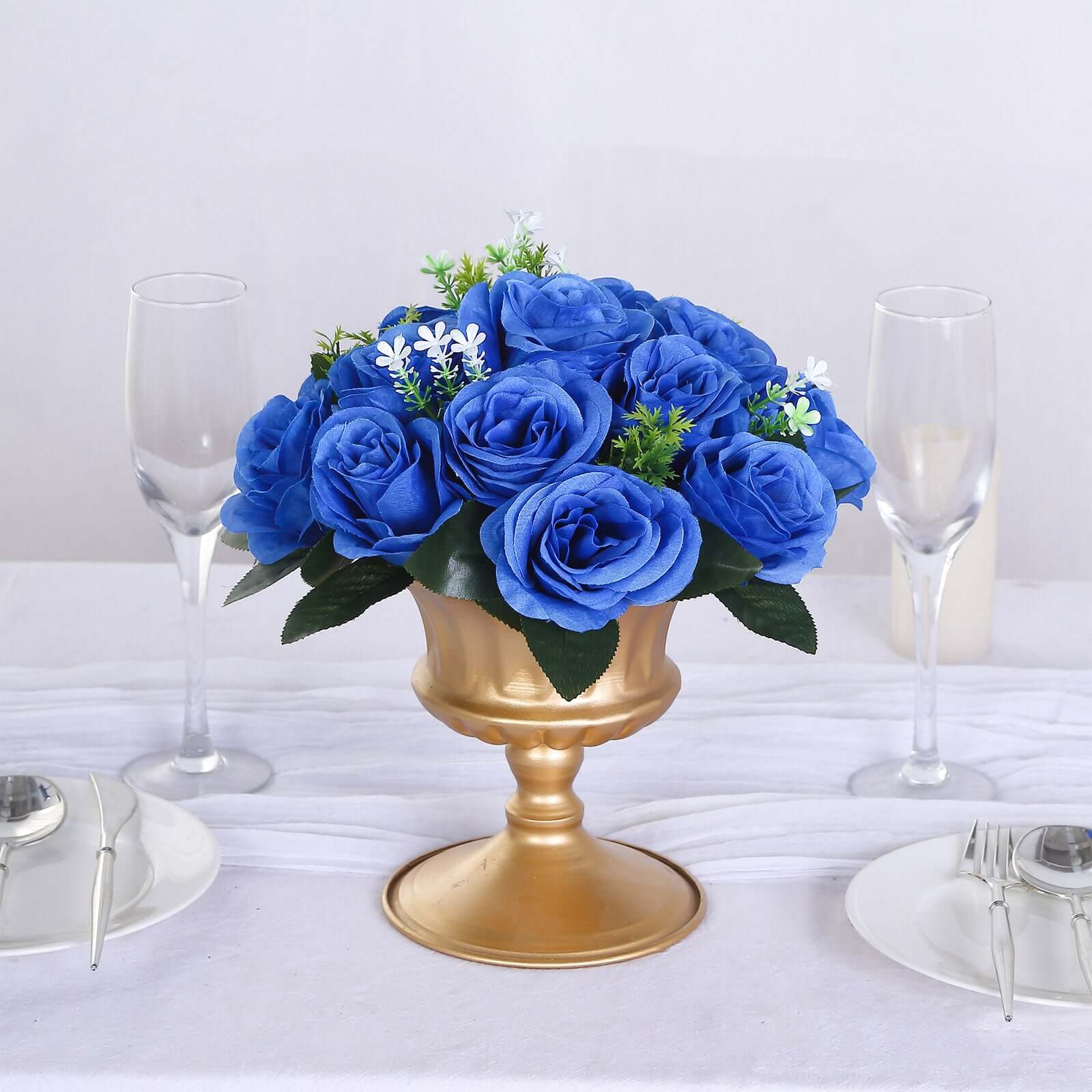 2 Pack Royal Blue Silk 15-Head Rose Flower Balls For Centerpieces - 10, Artificial Kissing Ball Floral Arrangements