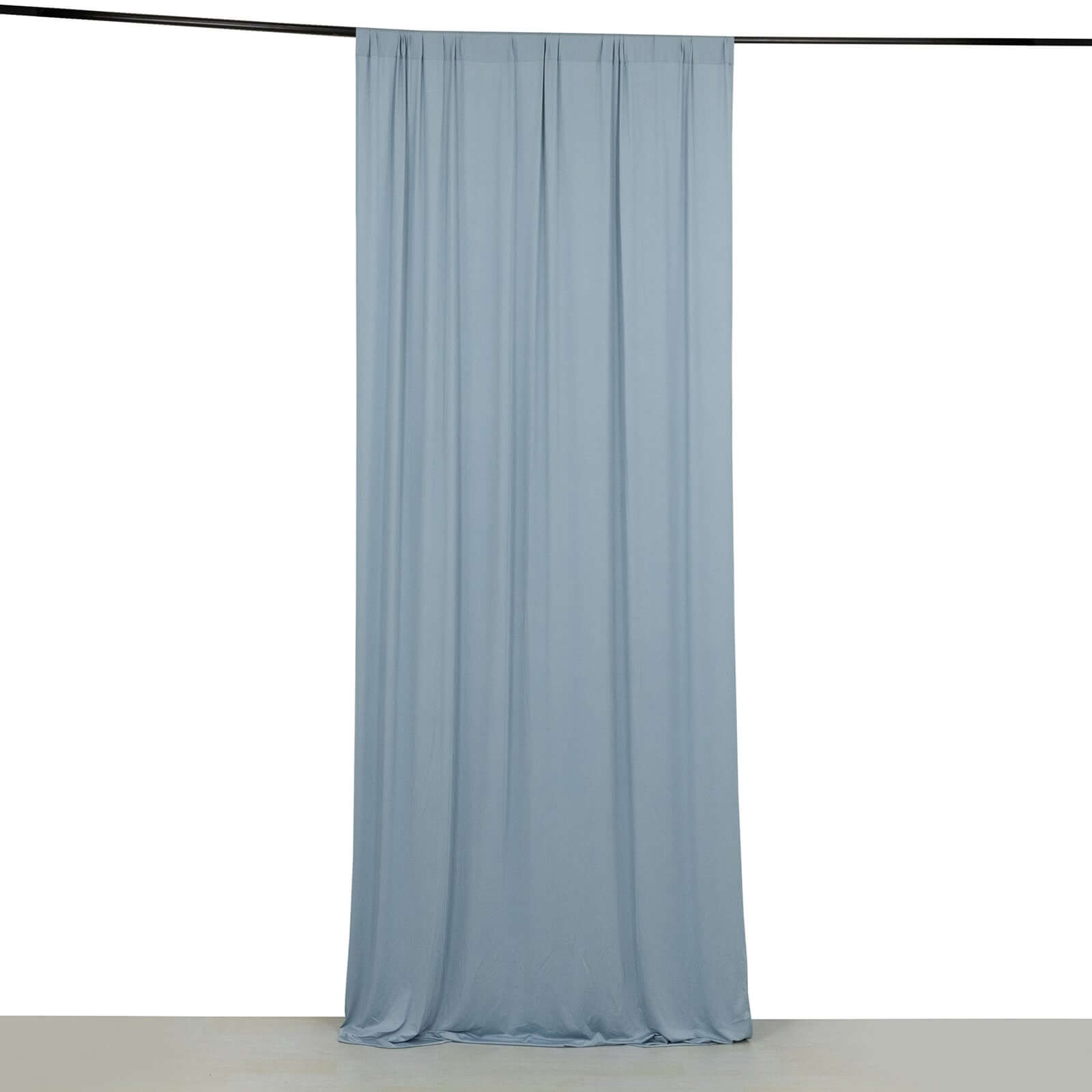 Dusty Blue 4-Way Stretch Spandex Event Curtain Drapes, Wrinkle Free Backdrop Event Panel with Rod Pockets - 5ftx10ft