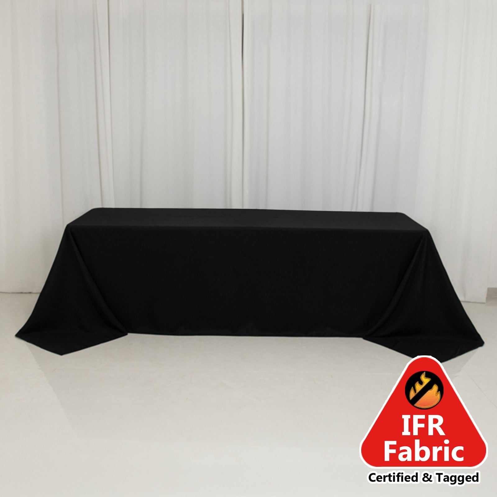 Fire Retardant Premium Polyester 90x156 Rectangular Tablecloth Black - High-Performance Seamless Table Cover