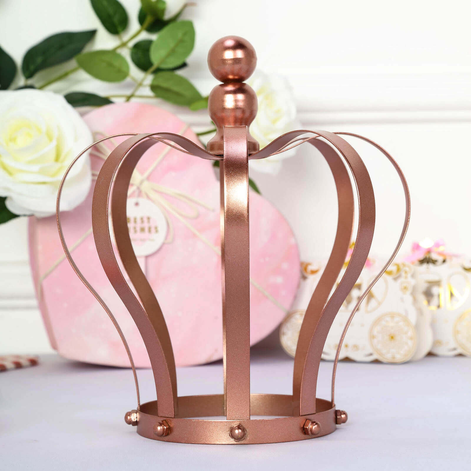 Metal Royal Crown Cake Topper Rose Gold - Sophisticated Wedding Cake Centerpiece Decor for Themed Events 9