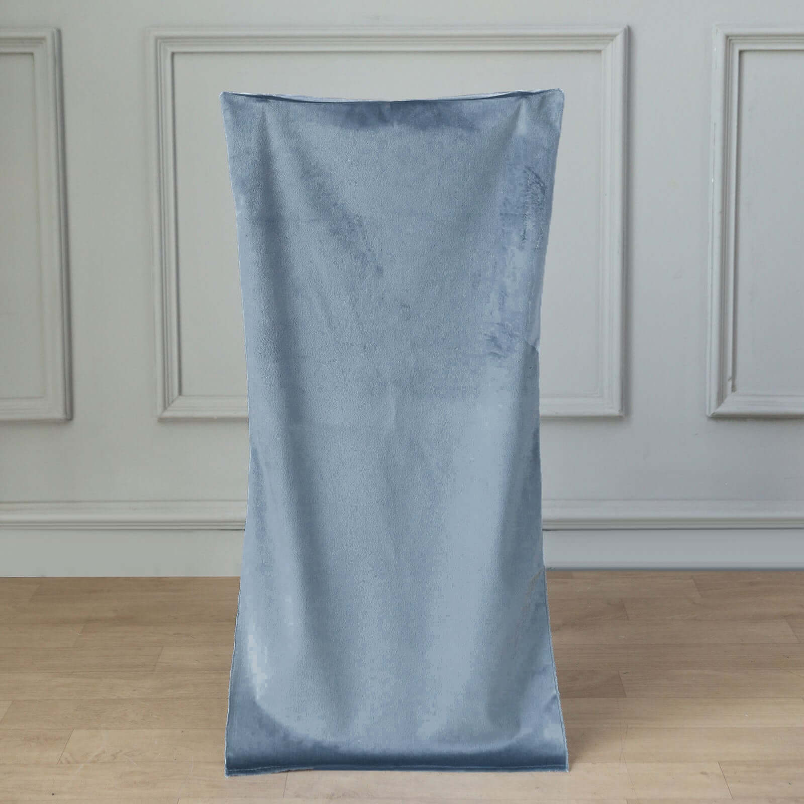 Velvet Chair Back Slipcover for Chiavari Chairs Dusty Blue - Soft and Smooth Solid Chair Back Cover Cap