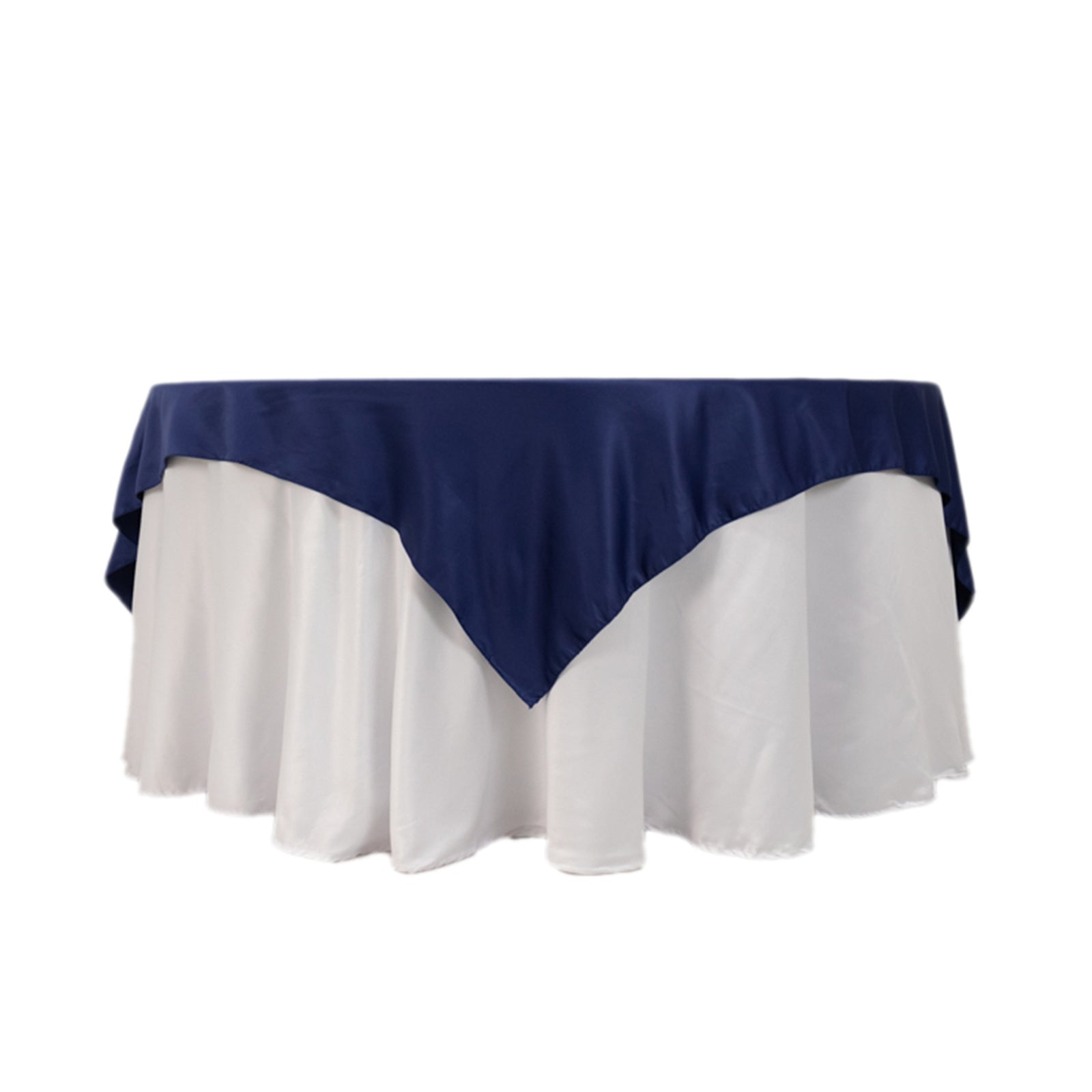 Lamour Satin 72x72 Table Overlay Square Tablecloth Navy Blue - Smooth Finish Table Topper