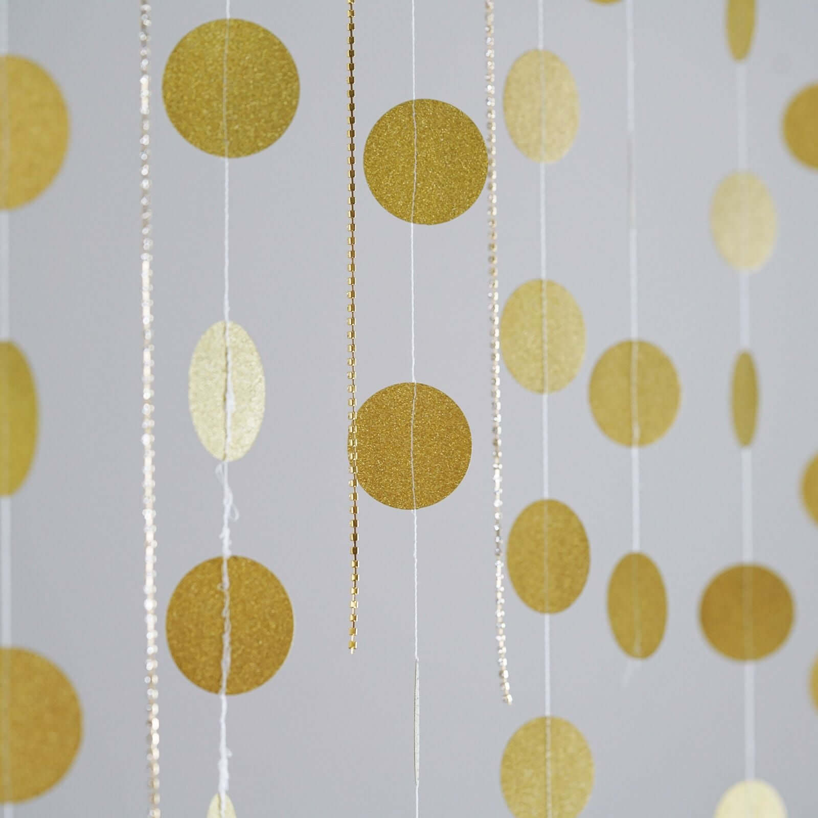 3 Pack 7.5ft Gold Circle Dot Party Paper Garland Banner, Hanging Backdrop Streamer