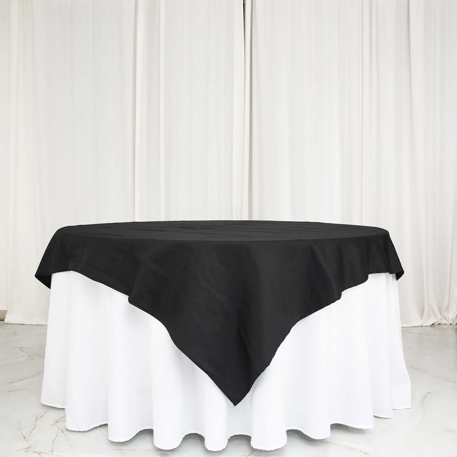 100% Cotton 70x70 Table Overlay Square Tablecloth Black Linen - Soft & Breathable Fabric Table Topper