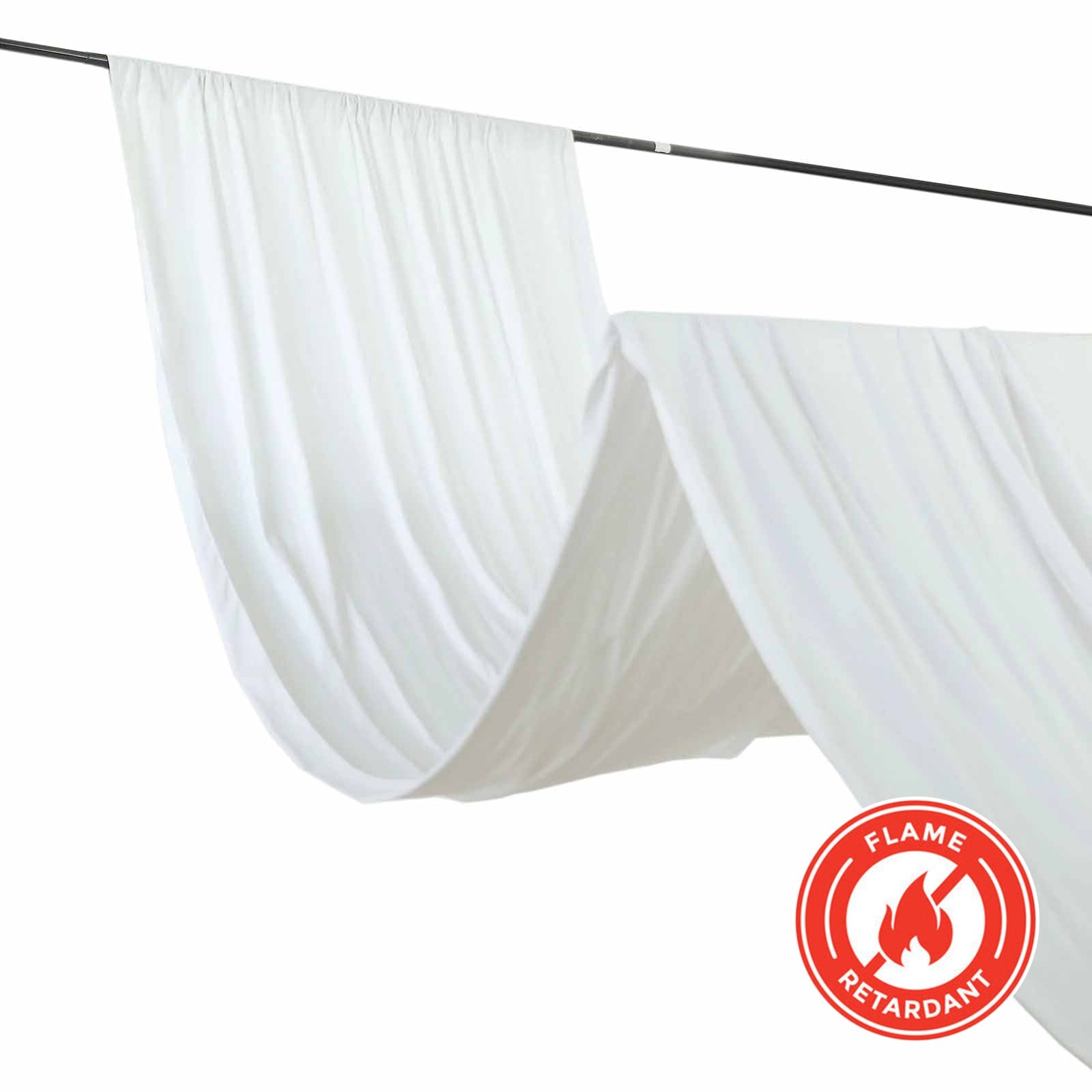 White Scuba Polyester Ceiling Drape Backdrop Curtain Panel, Commercial Grade Fire Retardant Wrinkle Free Draping Fabric With Rod Pockets - 5ftx30ft