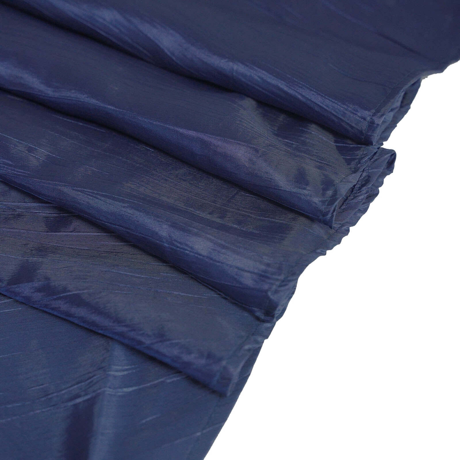 Taffeta 120 Round Tablecloth Navy Blue - Seamless Accordion Crinkle Table Cover