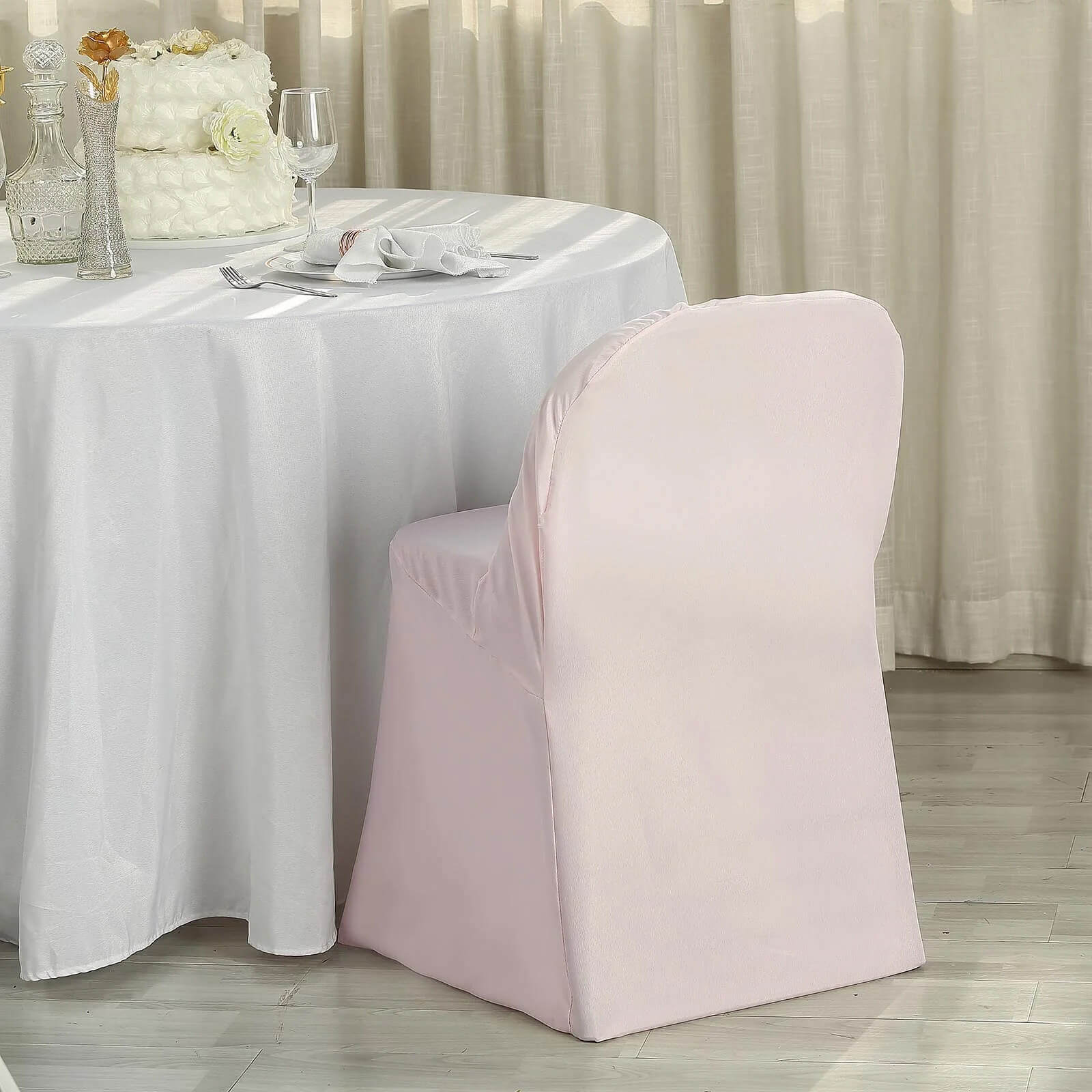 10 Pack Polyester Chair Covers for Folding Chairs Blush - Wrinkle-Free Stain-Resistant Slip-On Slipcovers