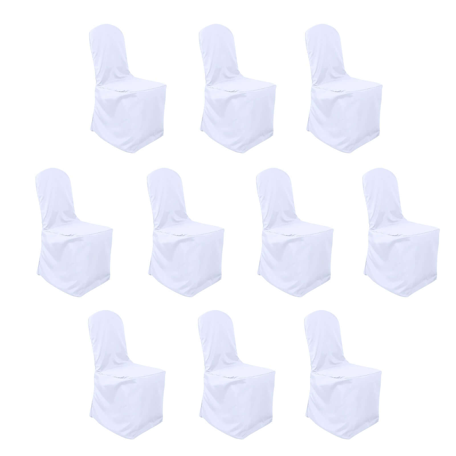 10 Pack Polyester Chair Cover for Banquet Chairs White - Stain-Resistant Reusable Slip-On Slipcover