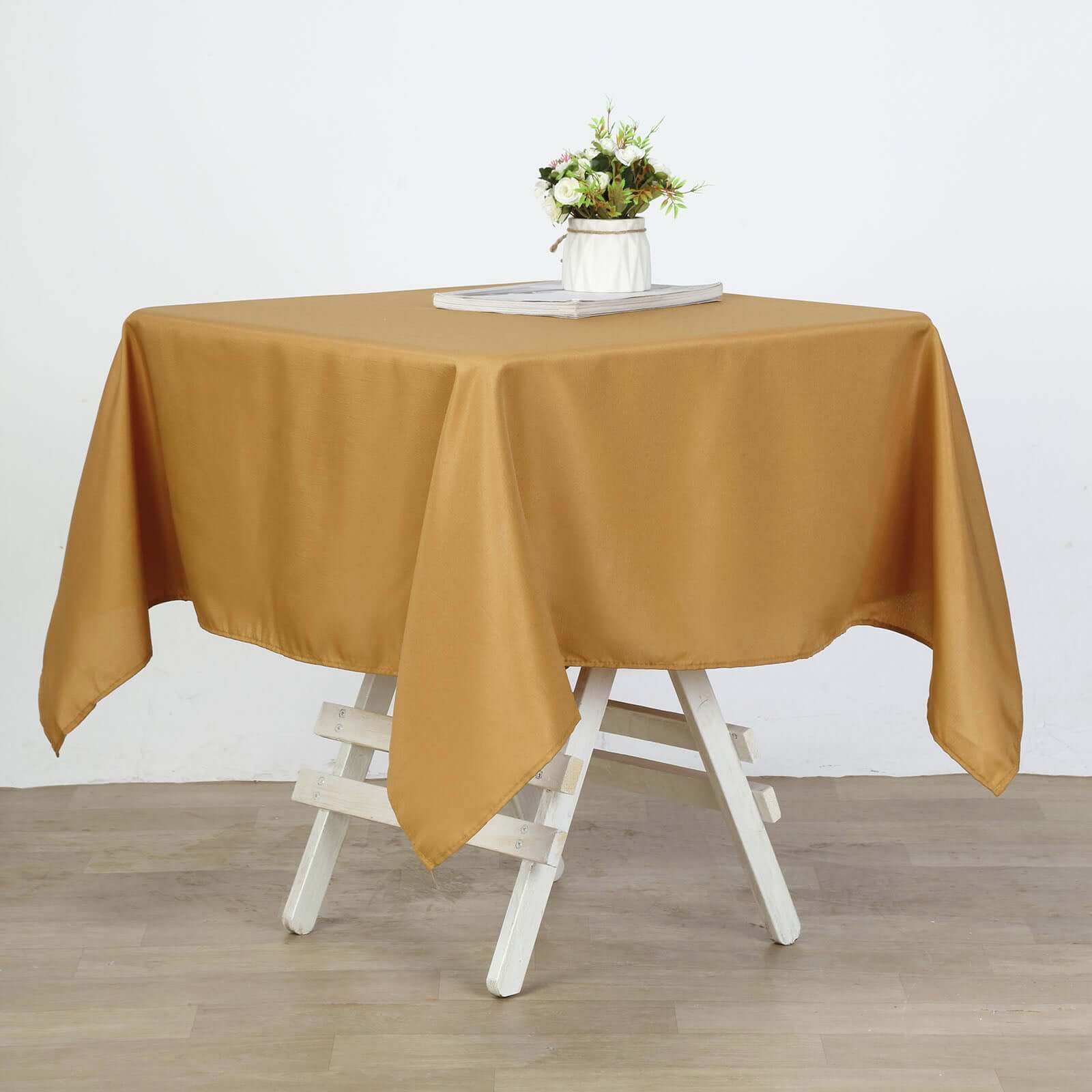 Polyester Square 54x54 Tablecloth Gold - Wrinkle-Resistant & Durable Table Cover for Events