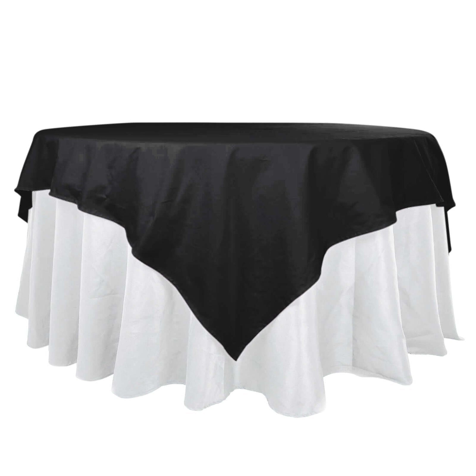 100% Cotton 90x90 Table Overlay Square Tablecloth Black Linen - Soft & Breathable Fabric Table Topper