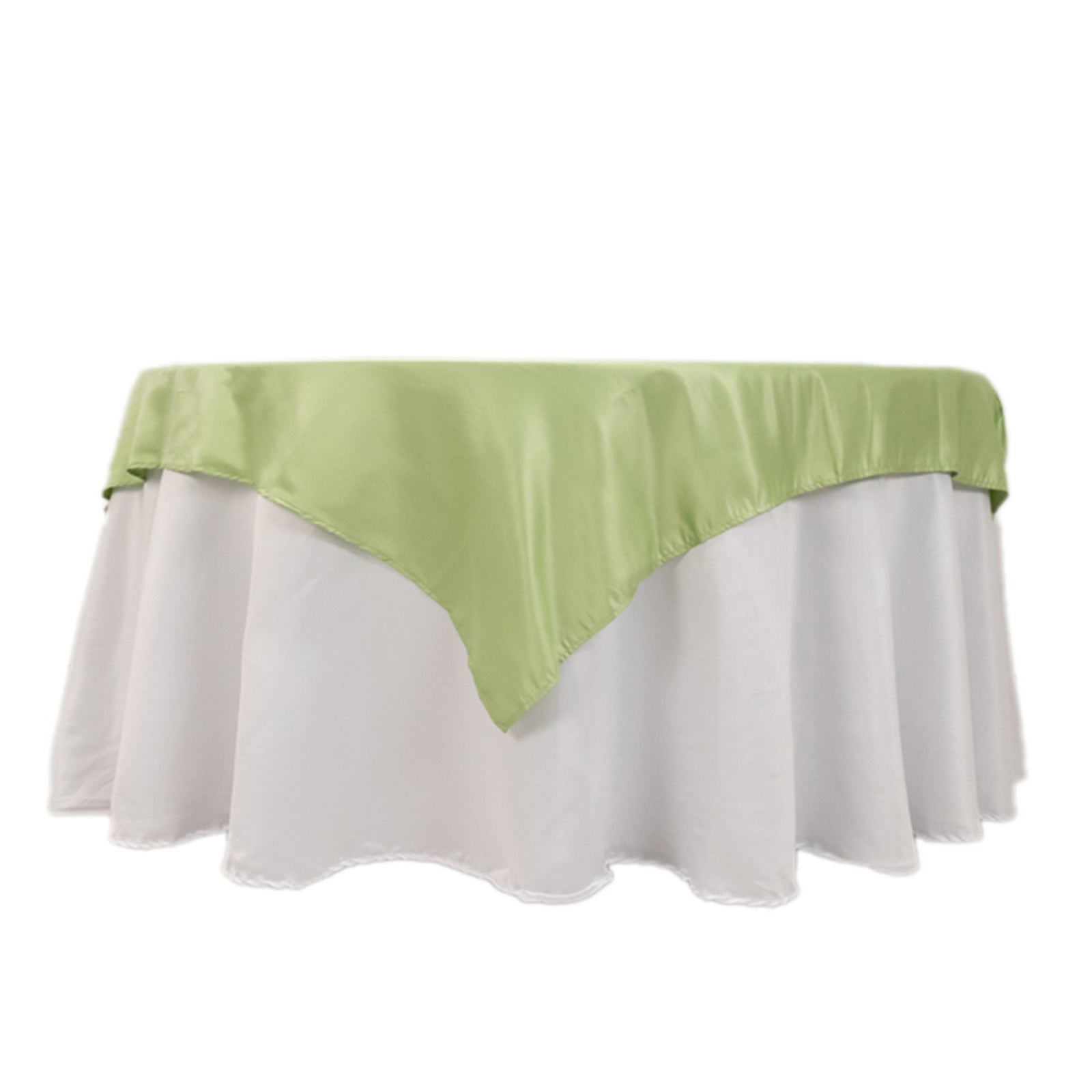 Lamour Satin 54x54 Table Overlay Square Tablecloth Sage Green - Durable & Silk-Like Table Cover