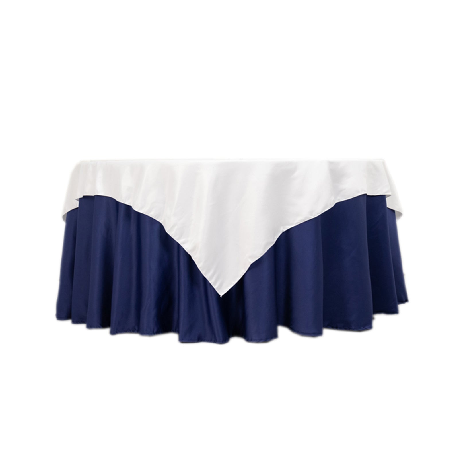 Lamour Satin 72x72 Table Overlay Square Tablecloth White - Smooth Finish for Luxurious Events