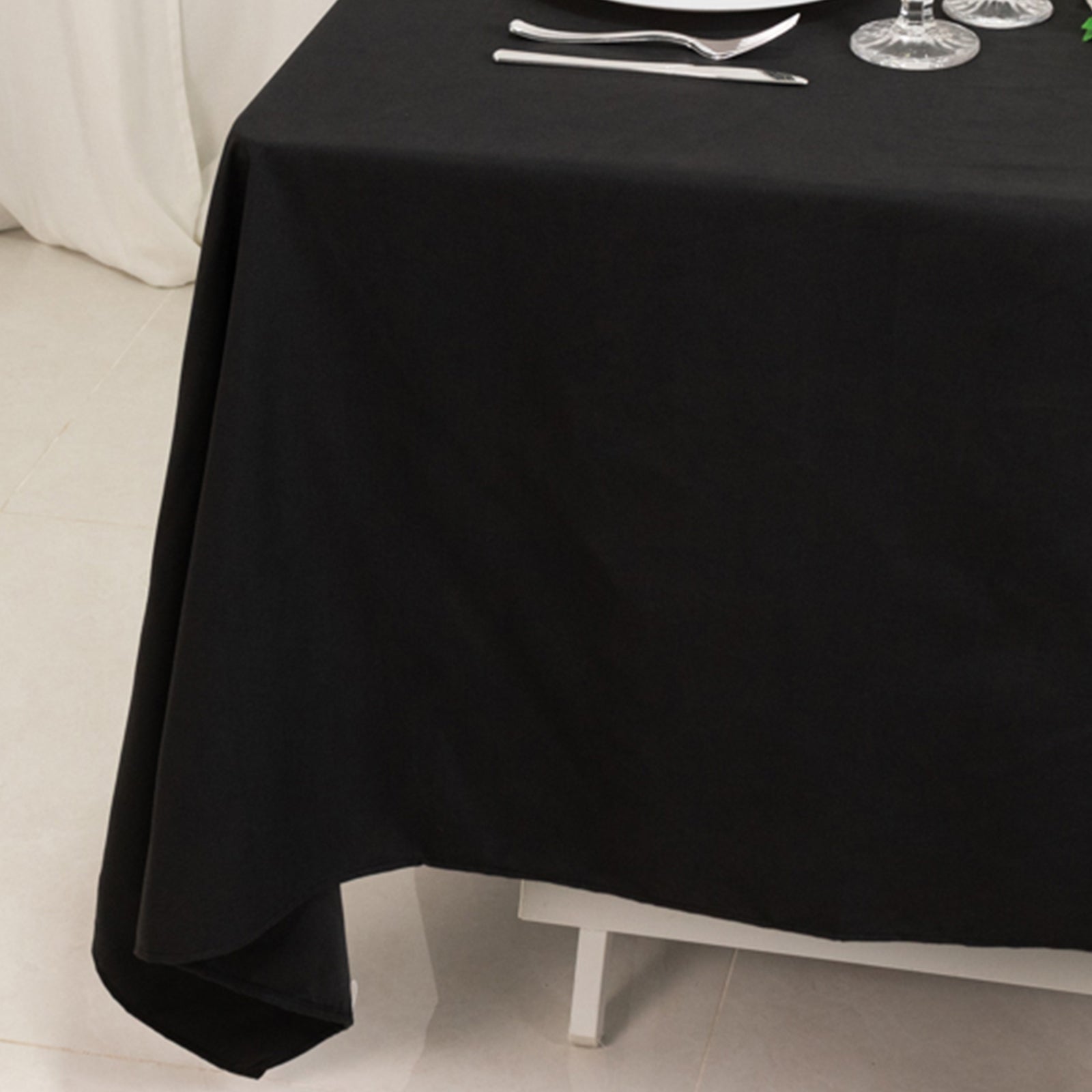 Cotton Blend 70x70 Square Tablecloth Black - Wrinkle-Resistant Fabric Table Cover