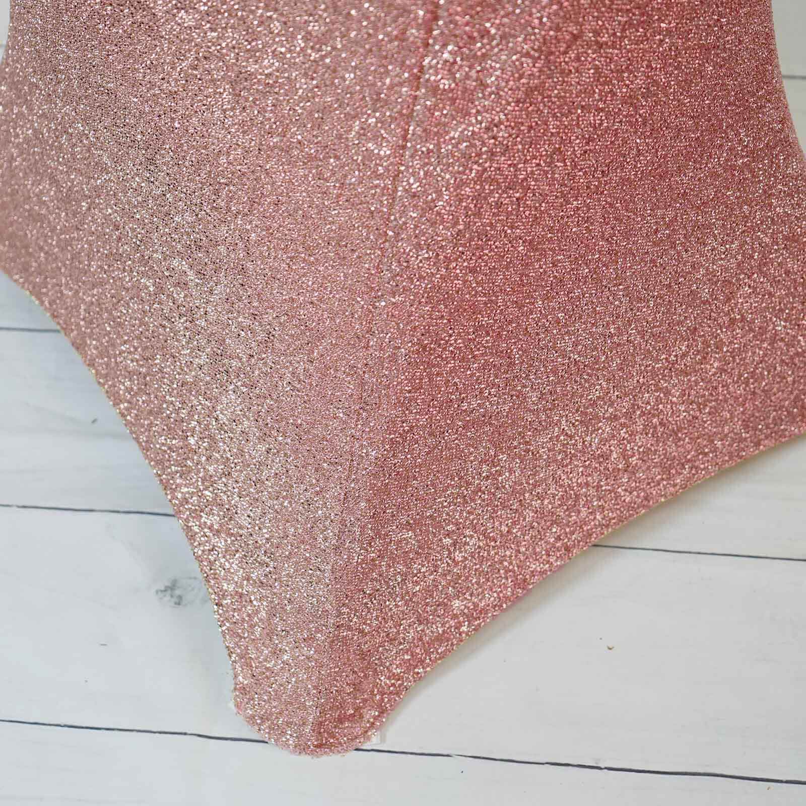 Metallic Spandex 36 Fitted Glitter Round Cocktail Table Cover Rose Gold - Stretch Fit for High Top Tables