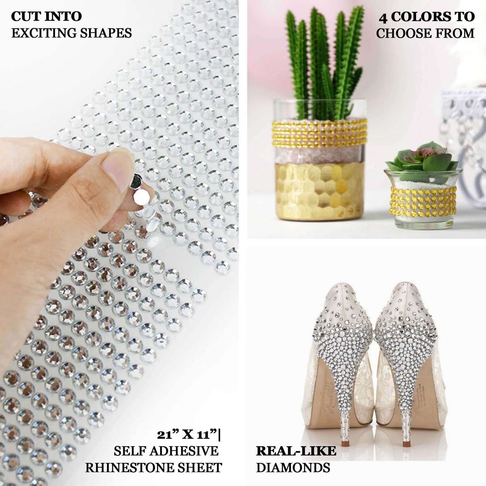 21”x11” Blush Self Adhesive Rhinestone Diamond Sticker Wrap Sheets, DIY Craft Gem Stickers