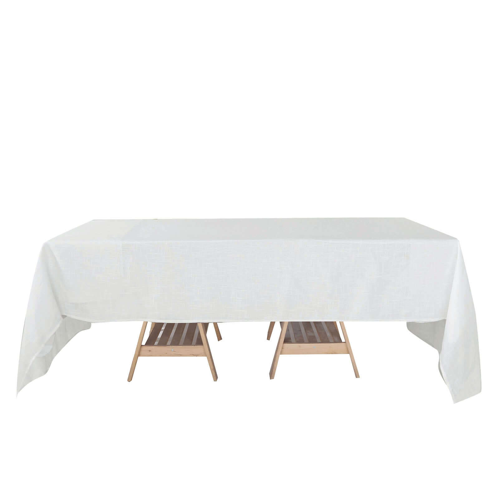 Faux Linen 60x126 Rectangular Tablecloth White - Slubby Textured & Wrinkle Resistant for Weddings and Special Events