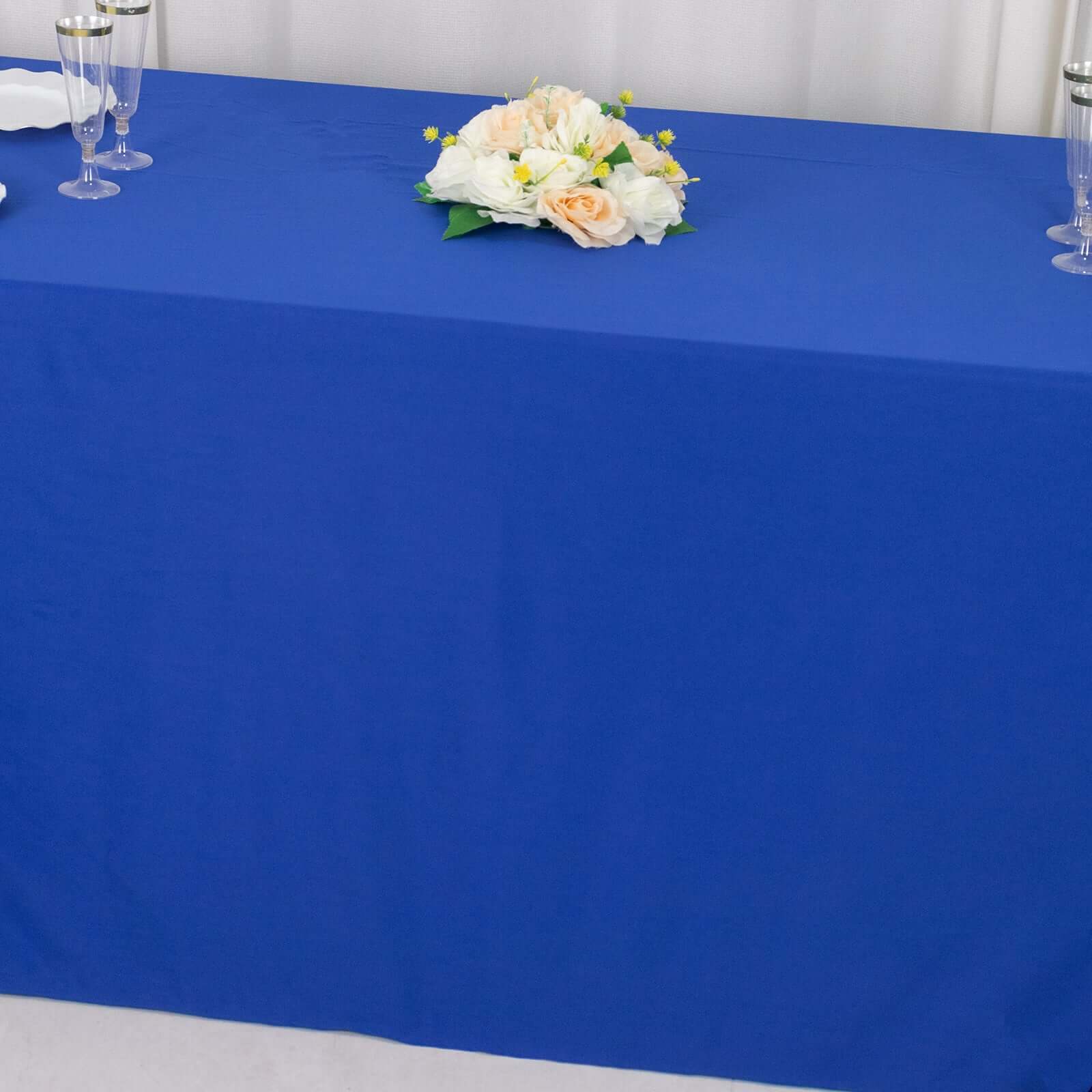 Premium Scuba Rectangular 90x156 Tablecloth Royal Blue - Wrinkle Free, Stain Resistant & Seamless Table Cover