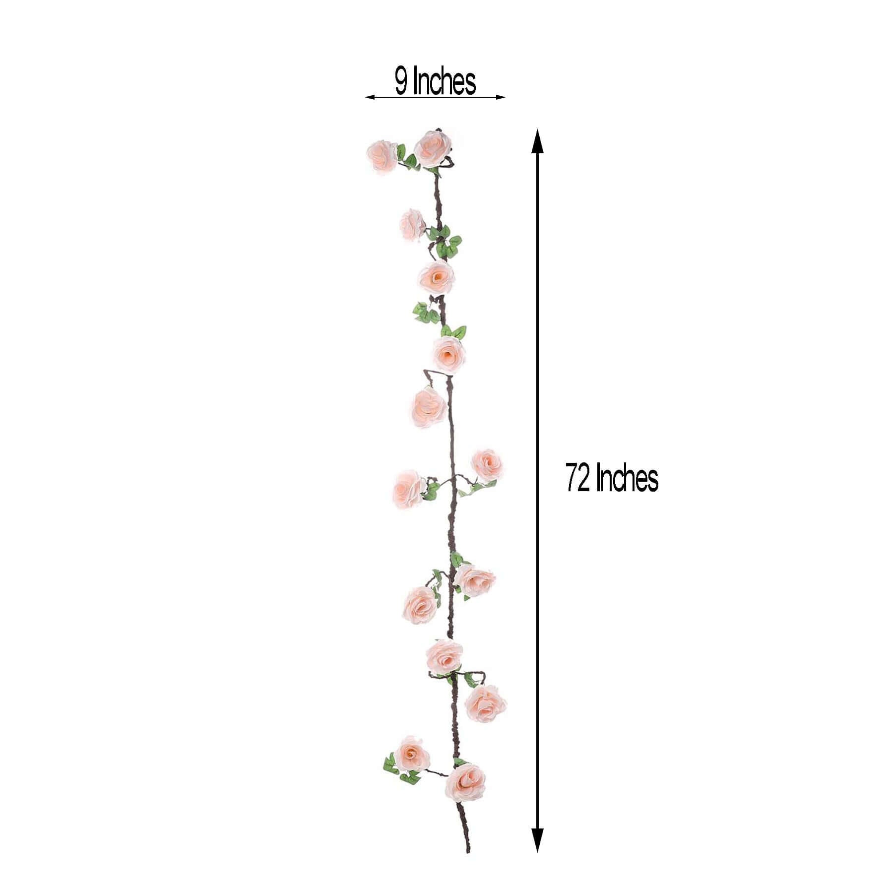 6ft Blush Artificial Silk Rose Hanging Flower Garland Vine