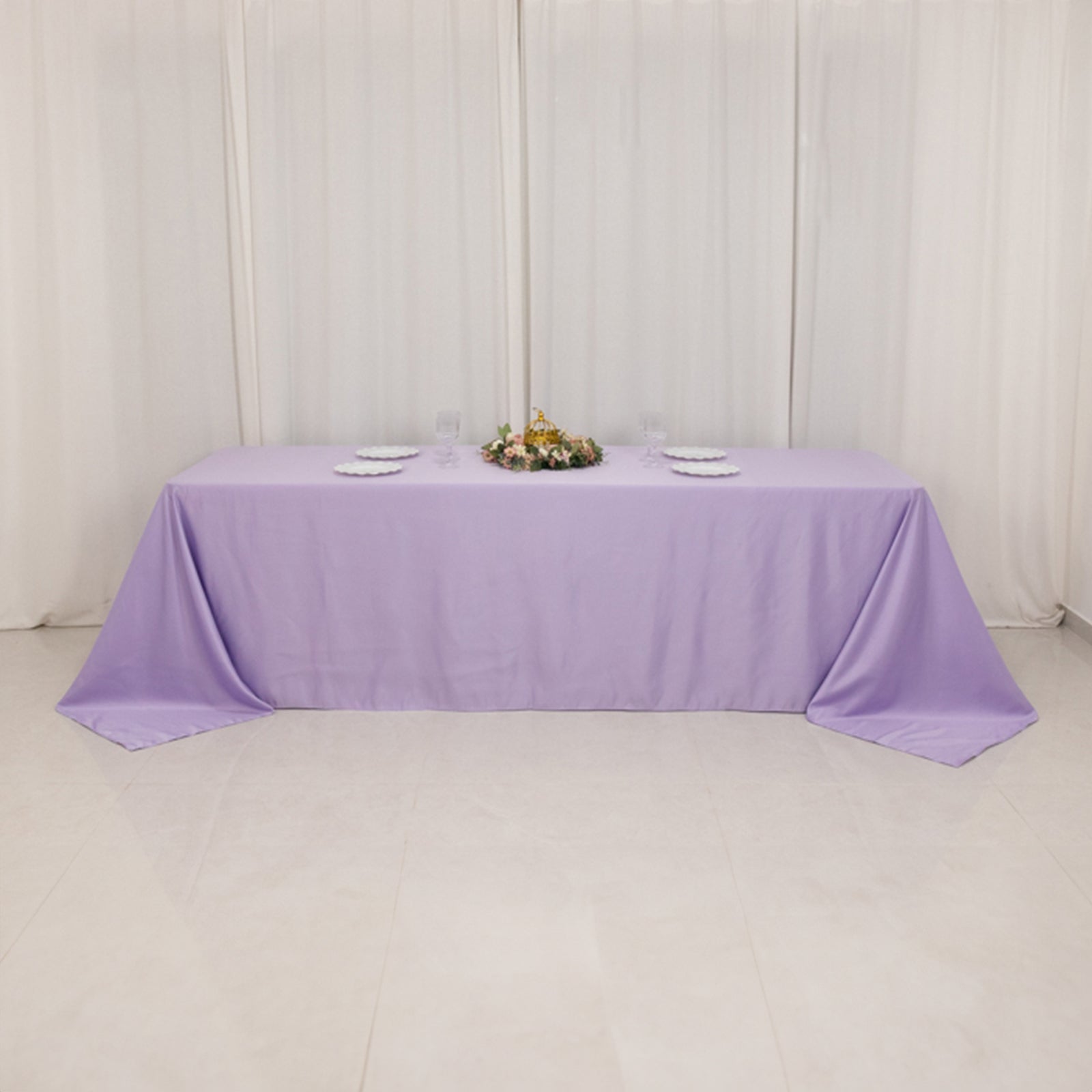 Lamour Satin 90x156 Rectangle Tablecloth Lavender Lilac - Luxurious, Soft Seamless Table Cover