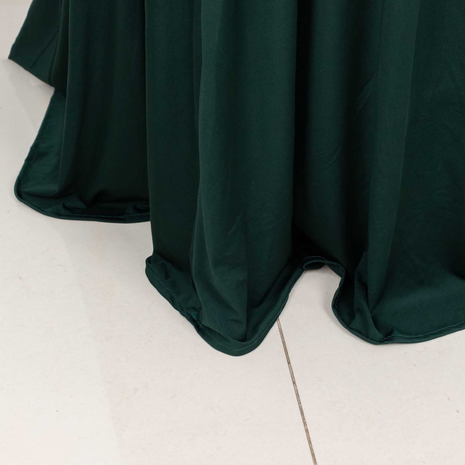 Spandex 32 Round Cocktail Table Cover Skirt Hunter Emerald Green With Natural Wavy Drapes