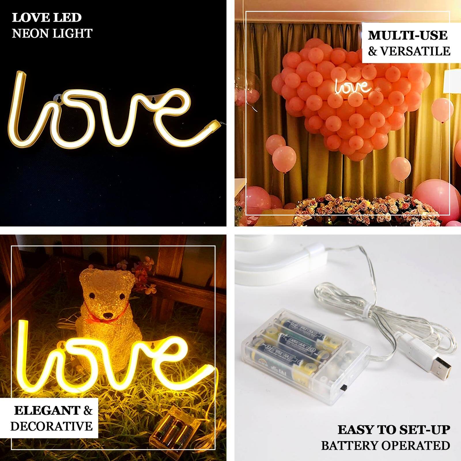 13 Love Neon Light Sign, LED Reusable Wall Decor Lights USB and Battery Operated