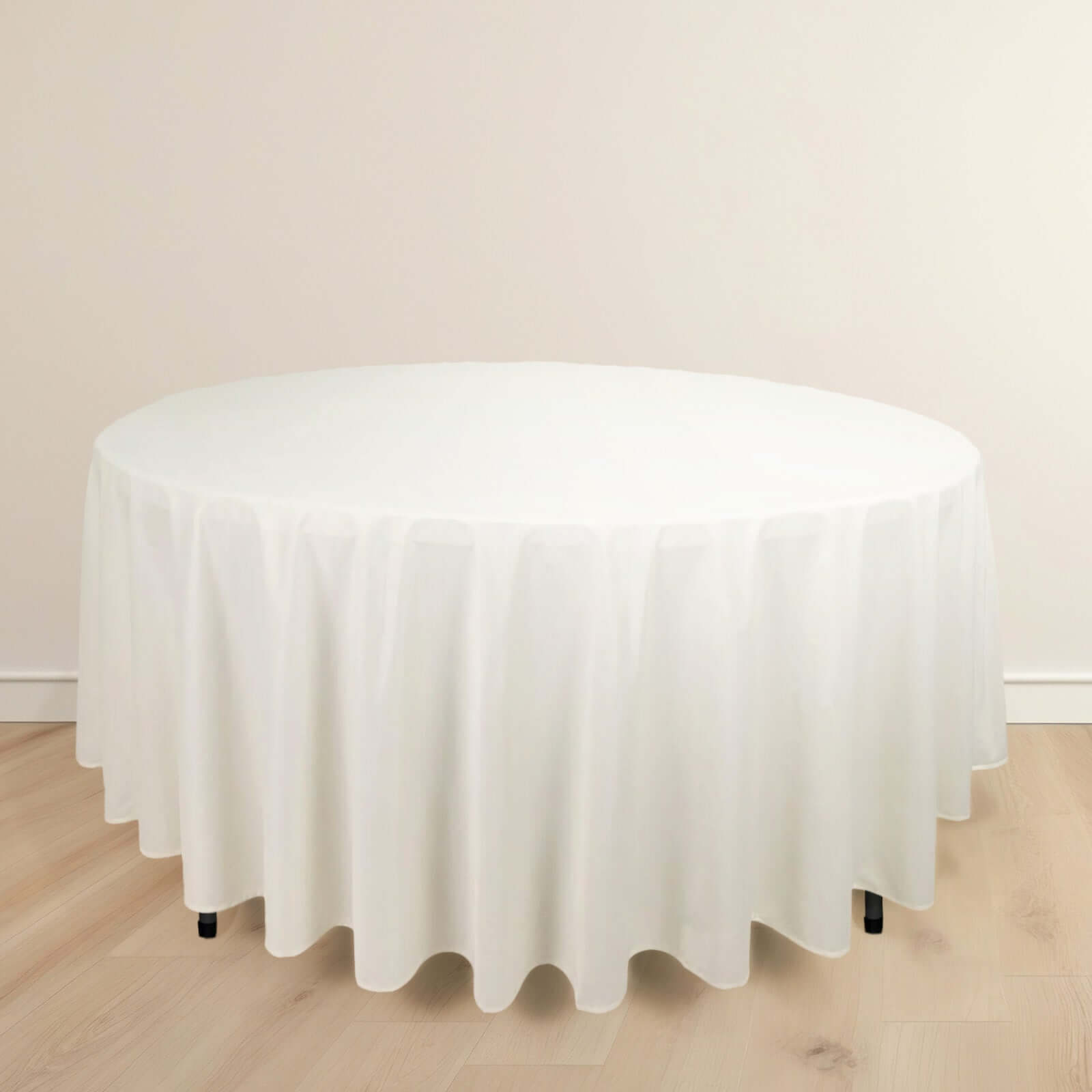 Premium Scuba Round 108 Tablecloth Ivory - Wrinkle Free & Stain Resistant Table Cover