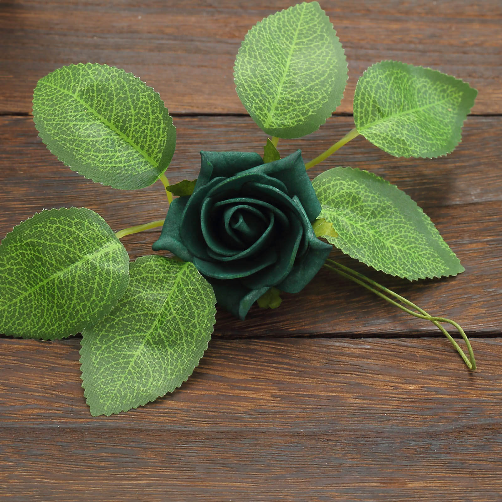 24 Roses 2 Hunter Emerald Green Artificial Foam Flowers With Stem Wire and Leaves