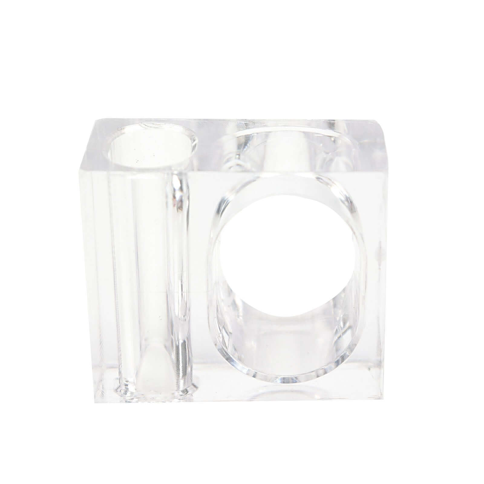 4-Pack Acrylic Napkin Rings 2-in-1 Square Mini Bud Vase Clear - Decorative Flower Napkin Holders for Table Settings