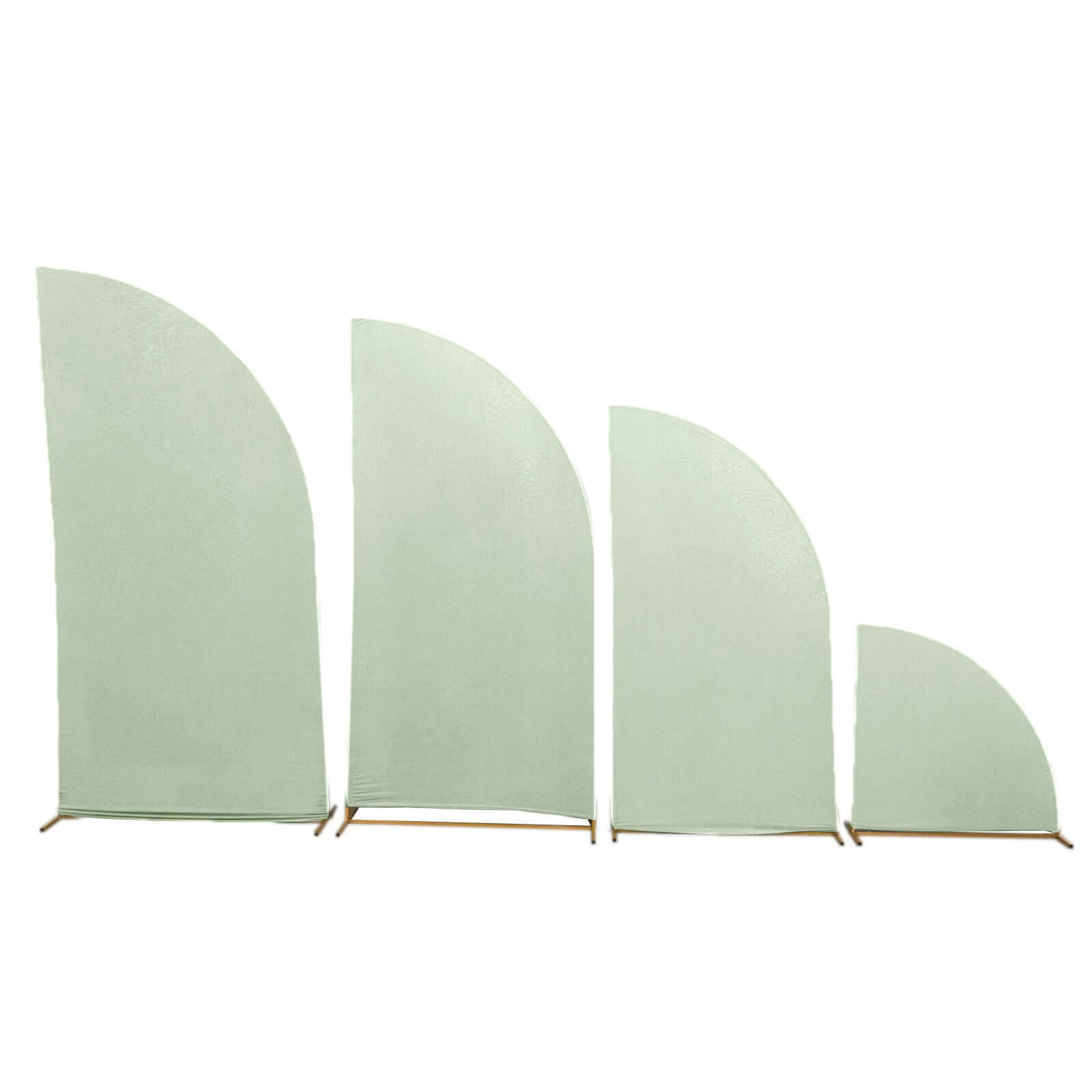 Set of 4 Matte Sage Green Spandex Half Moon Chiara Backdrop Stand Covers, Custom Fitted Wedding Arch Covers - 2.5ft,5ft,6ft,7ft