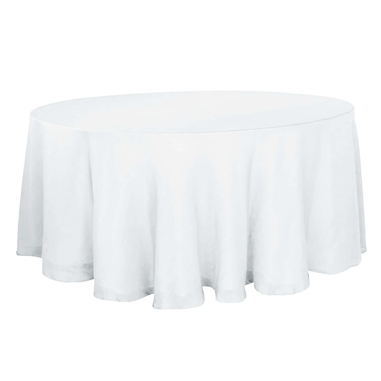 Faux Linen 120 Round Tablecloth White - Modern Slubby Texture with Wrinkle-Resistant Appeal Seamless Table Cover