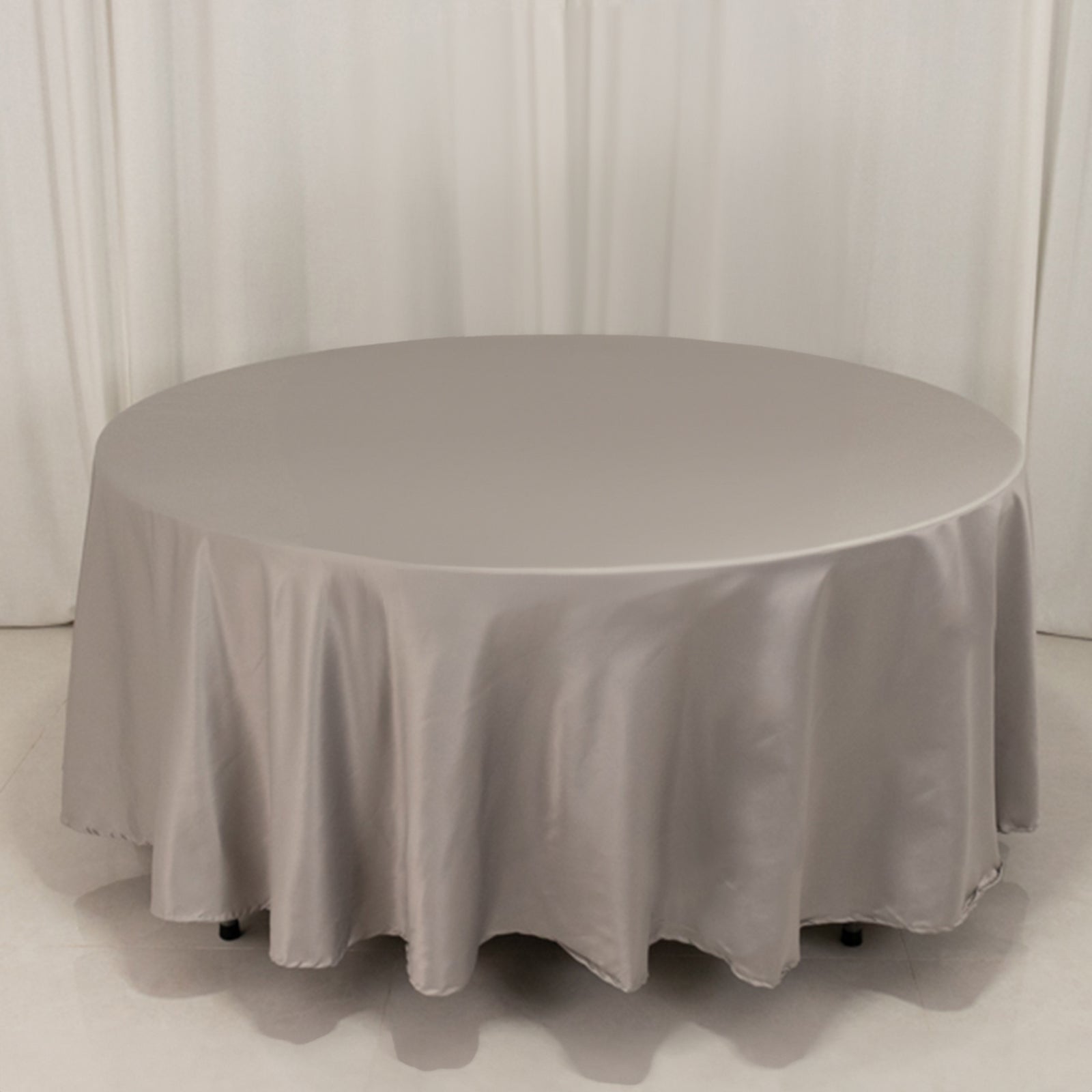 Lamour Satin 108 Round Tablecloth Silver - Durable & Silk-Like Table Cover