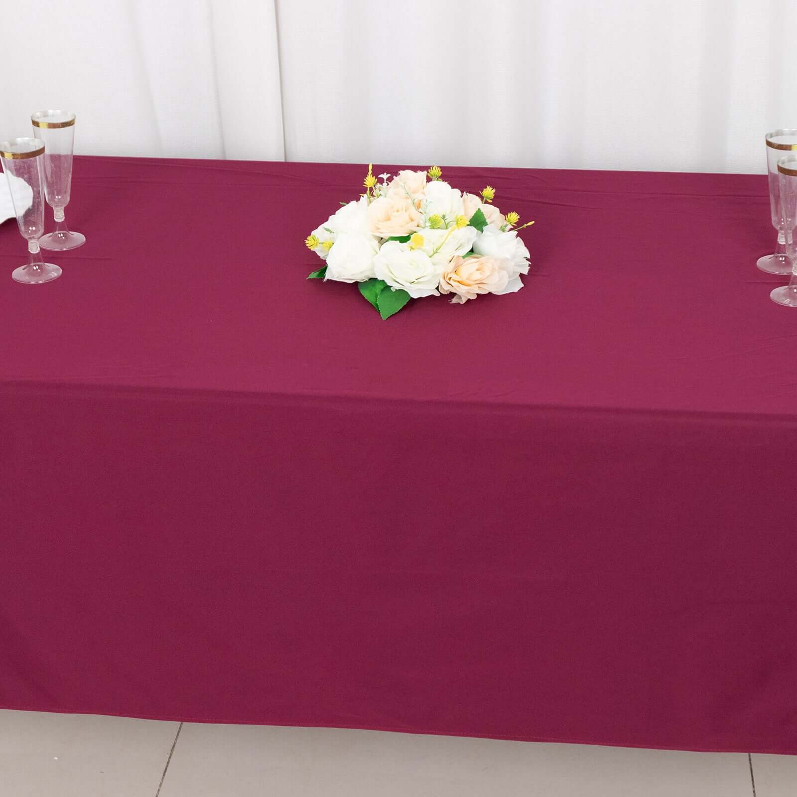 Premium Scuba Rectangular 60x102 Tablecloth Burgundy - Wrinkle Free & Stain Resistant Table Cover