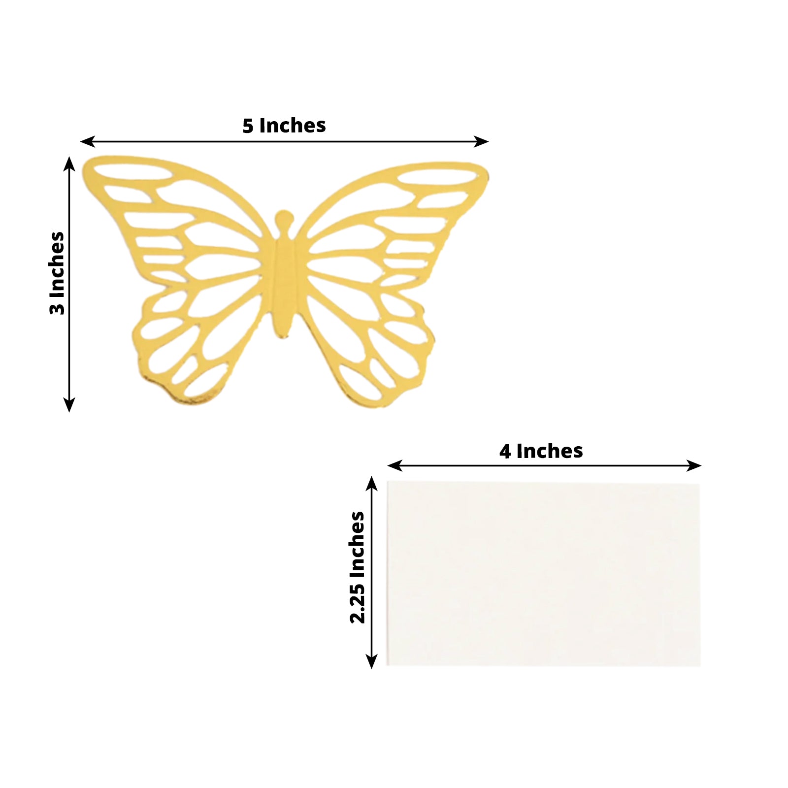 25-Pack Paper Butterfly Place Card Holders Gold with White Printable Cards - 3D Free Standing Table Number Stands 3x5