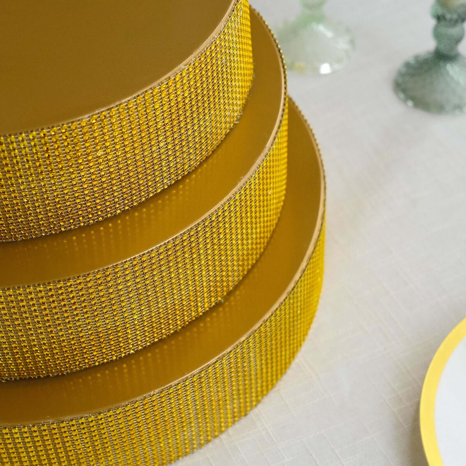 Metal Pedestal Cake Stand Round Design with Rhinestones Gold - Cupcake Holder and Dessert Table Centerpiece 14