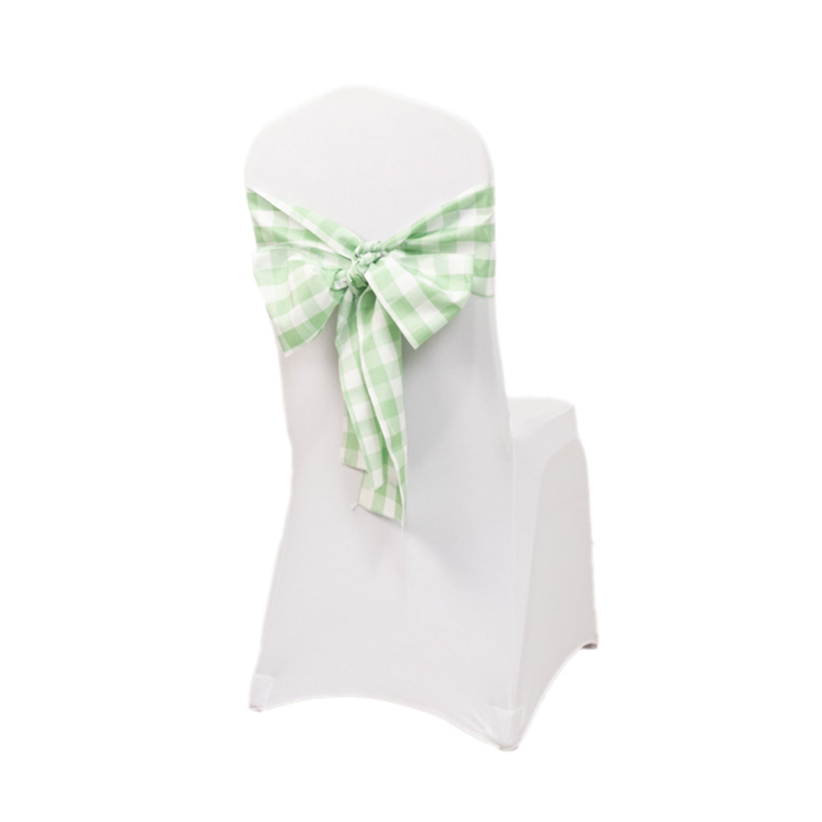 5 Pack Polyester Chair Sashes Sage Green/White Buffalo Plaid - Durable & Reusable Chair Bows 6x108