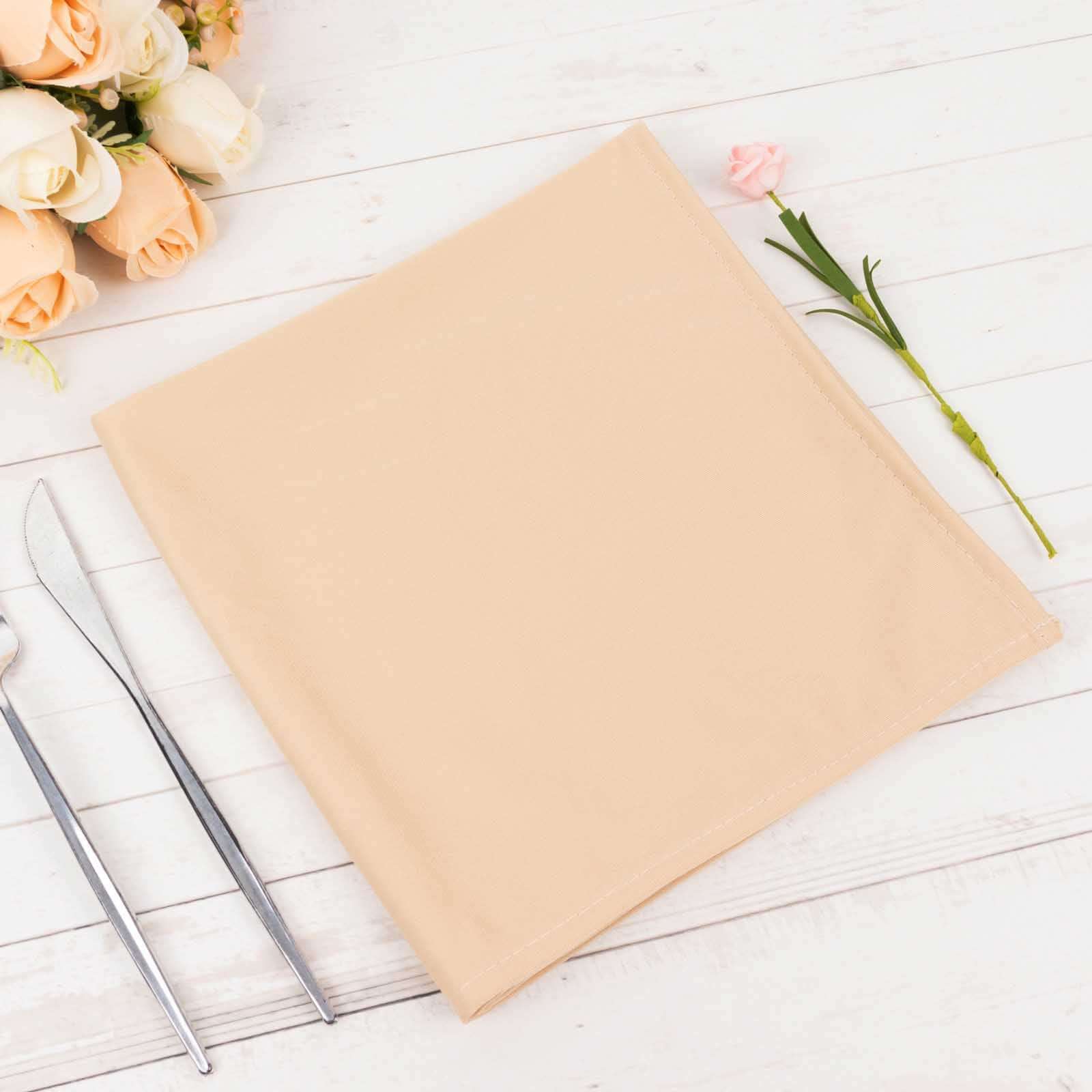 5 Pack Premium Scuba 20x20 Napkins Beige - Durable & Reusable Dinner Napkins