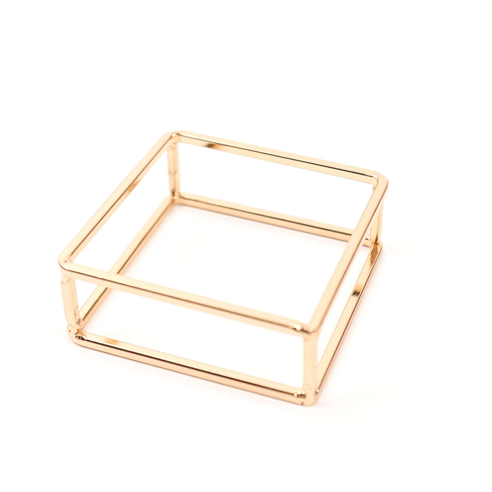 4 Pack Gold Metal Hollow Square Napkin Rings, Modern Geometric Cube Napkin Holders