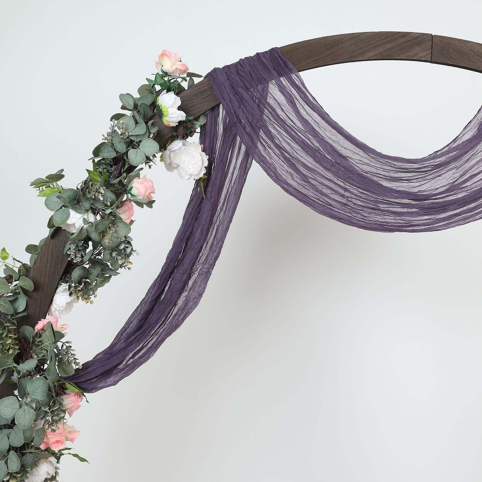 20ft Purple Gauze Cheesecloth Fabric Wedding Arch Drapery, Window Scarf Valance, Boho Decor Arbor Curtain Panel